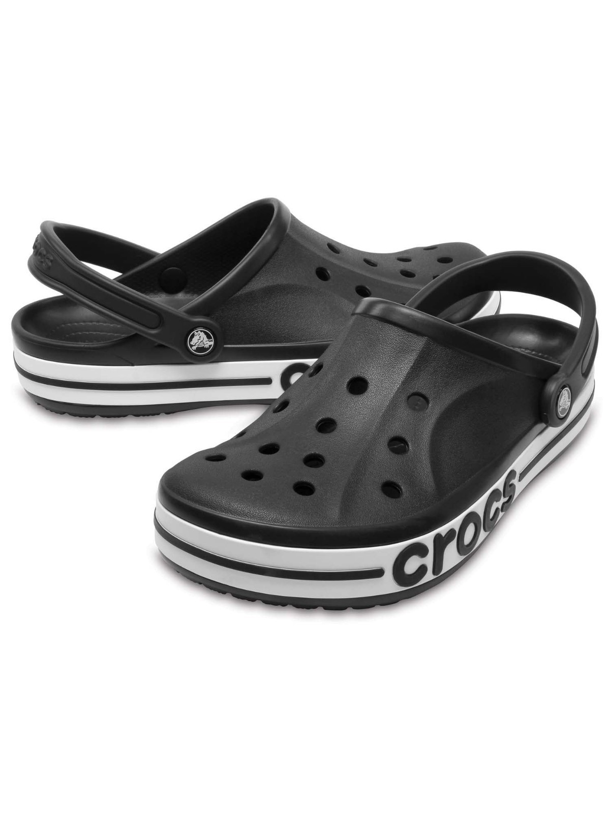 Crocs Unisex Classic Clogs Ultra Light Slip-On Bayaband Black White W8 / M6