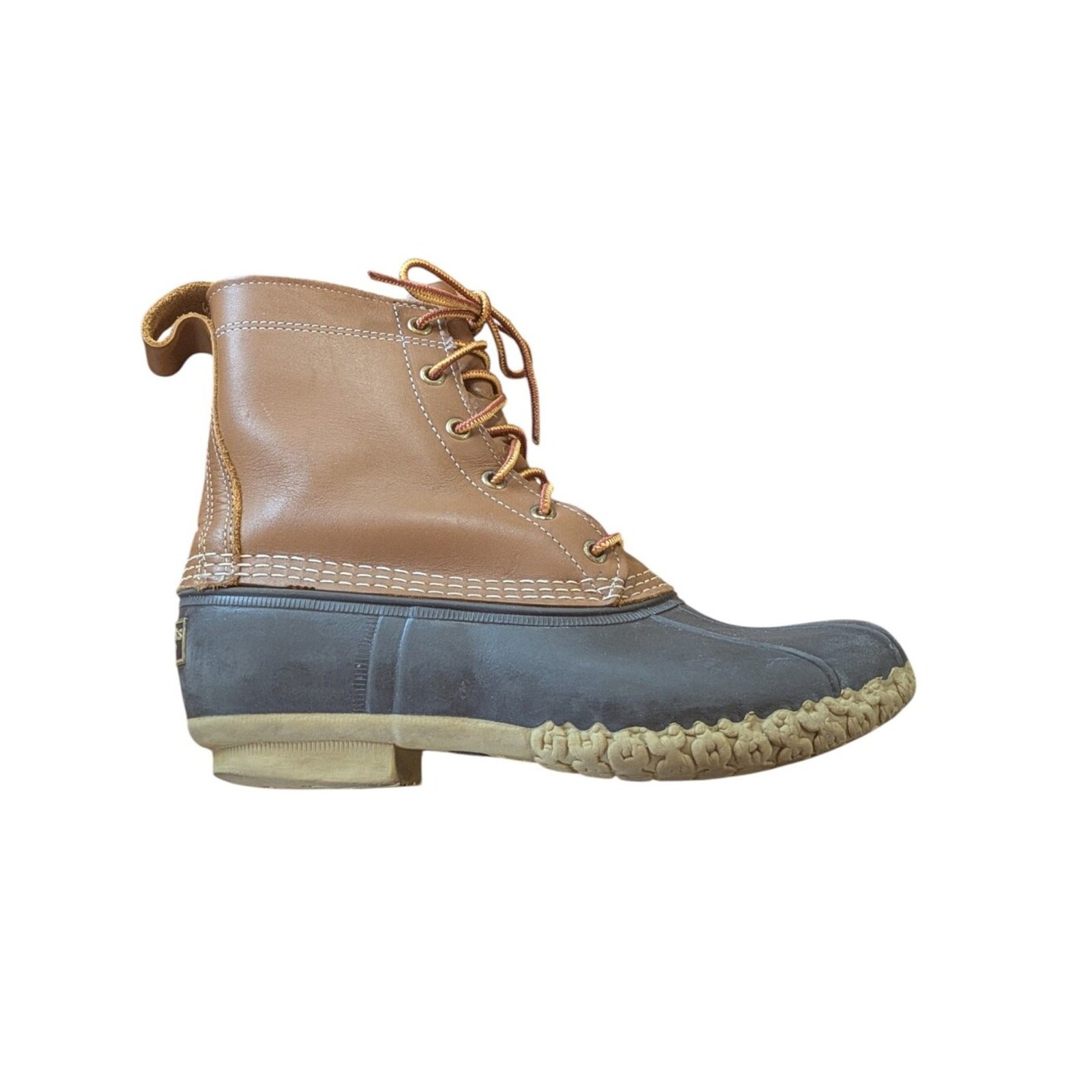 L.L. Bean 8″ Duck Boots Unlined Brown Leather Size EW Mens 7 or Womens 9 Wide