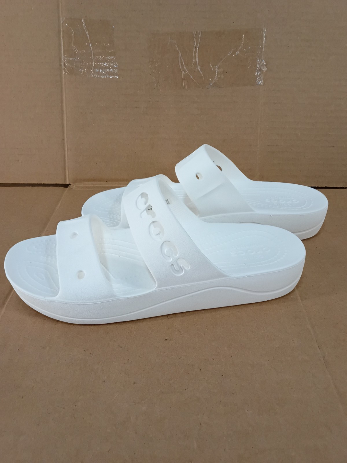 Crocs Baya Platform Slide Sandals White Women’s Size 9 EUC