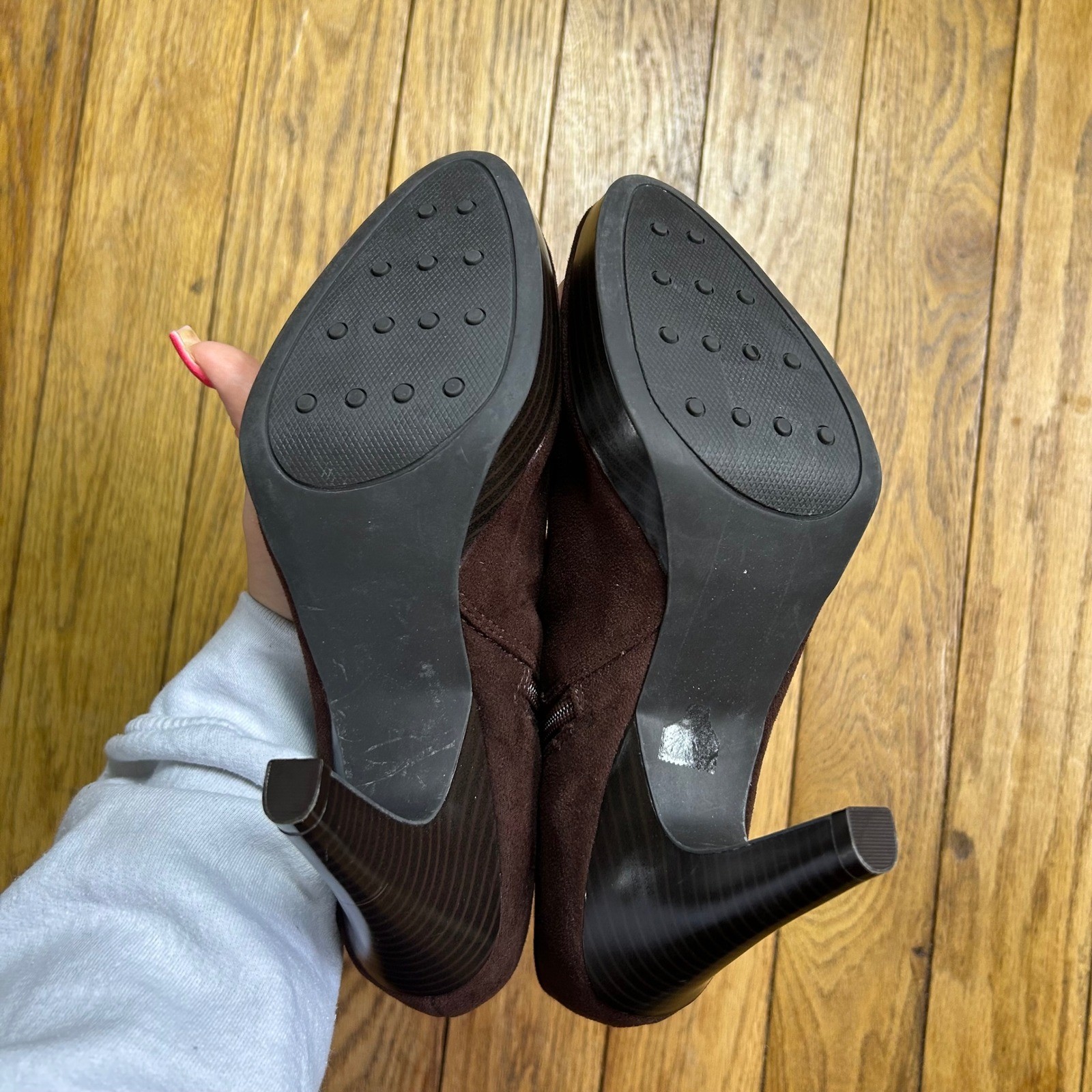Isaac Mizrahi for Target Brown Faux Suede Platform Ankle Boots Brea Size 8.5