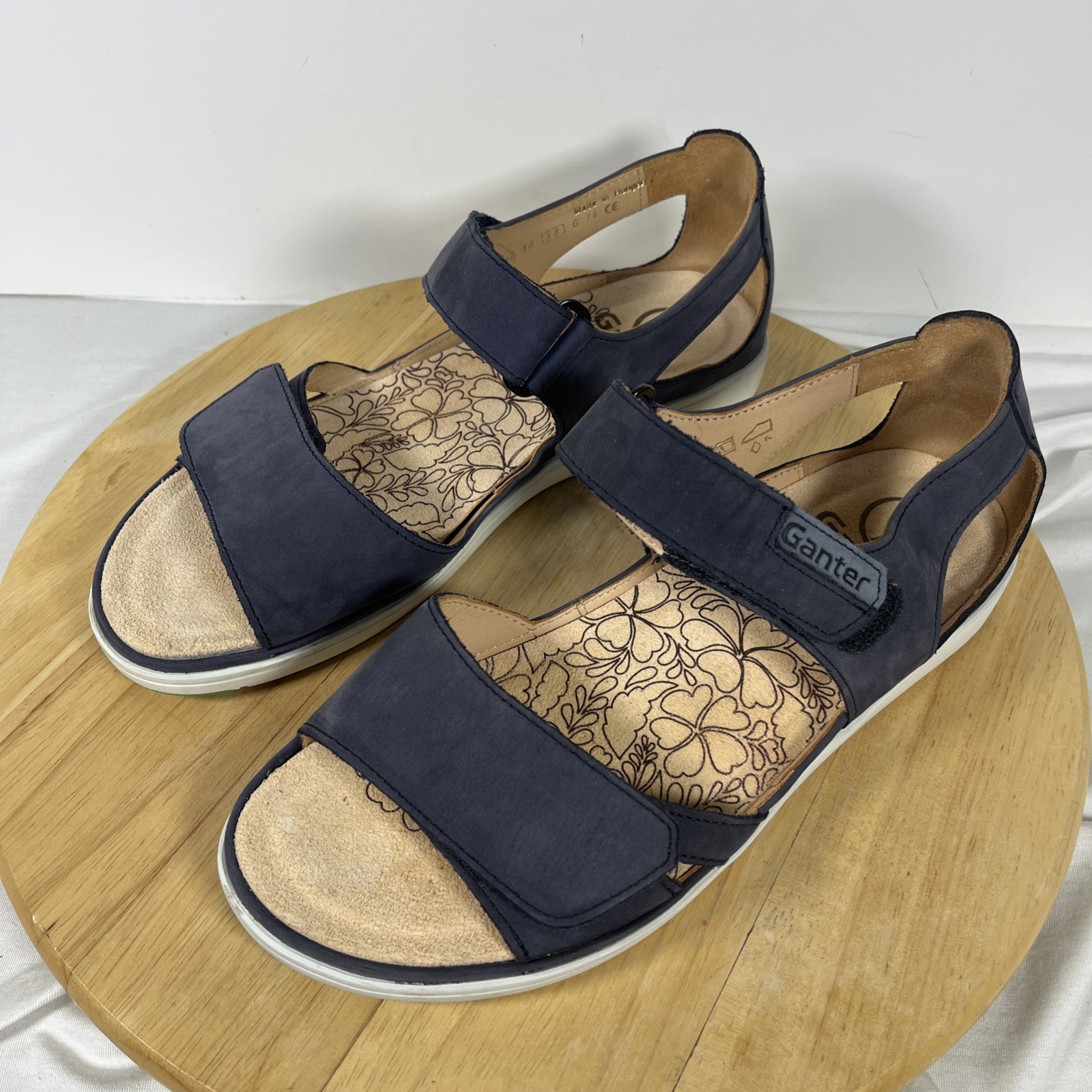 GANTER Gina sandal otho removable footbed charcoal gray Leather Euro 38/ 7.5 US