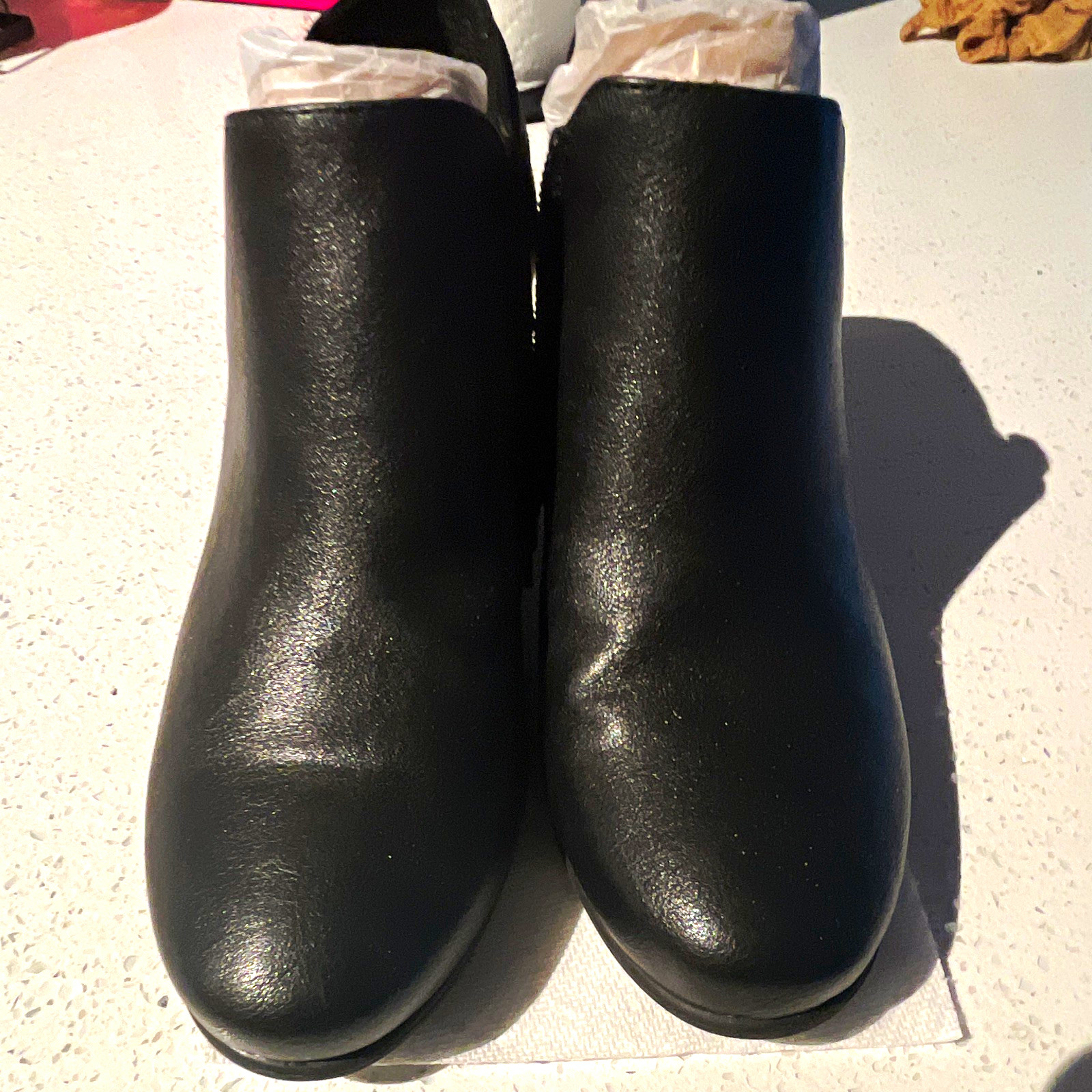 Croft & Barrow Women’s Black Faux Leather Ankle Bootie Round Toe Side Zip