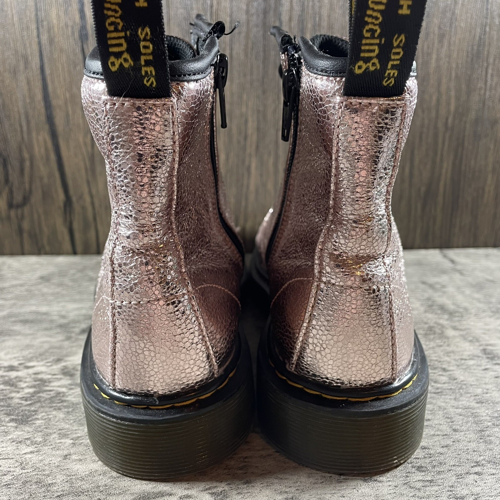 Unisex Dr. Martens 1460 Glitter J Boots Dark Pink Lace Up Zip Women’s Size 5