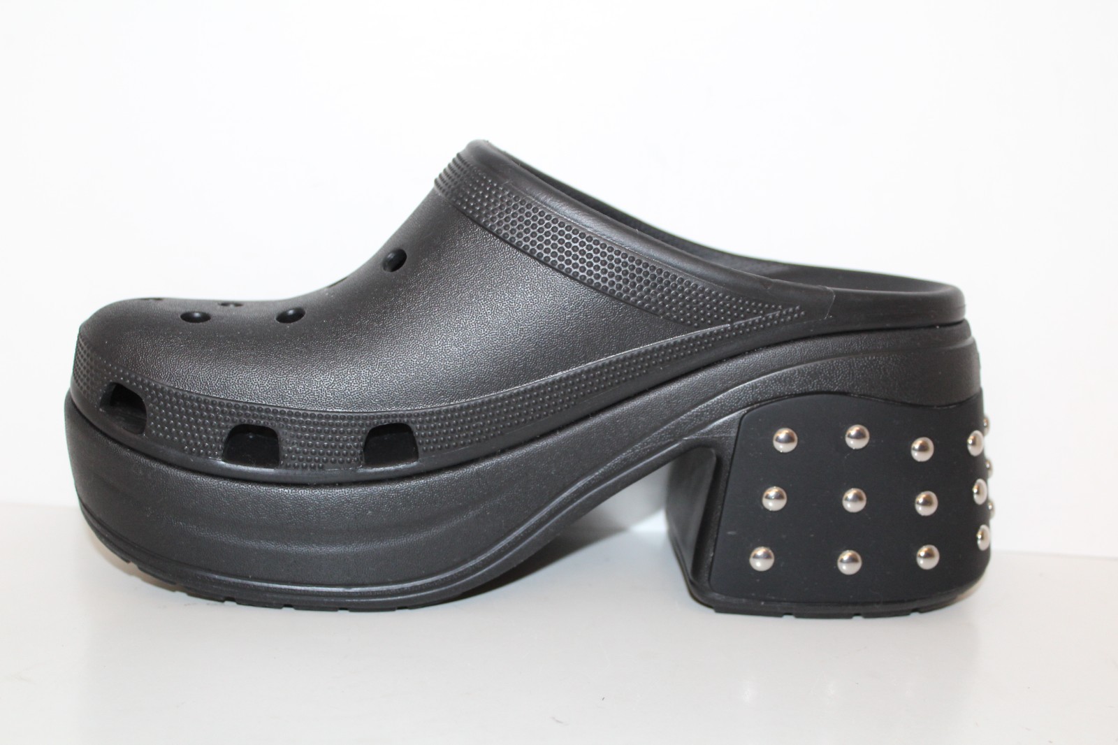 Crocs Siren Platform Black Studded Heeled Clog Sz Mens 10 / Womens 12