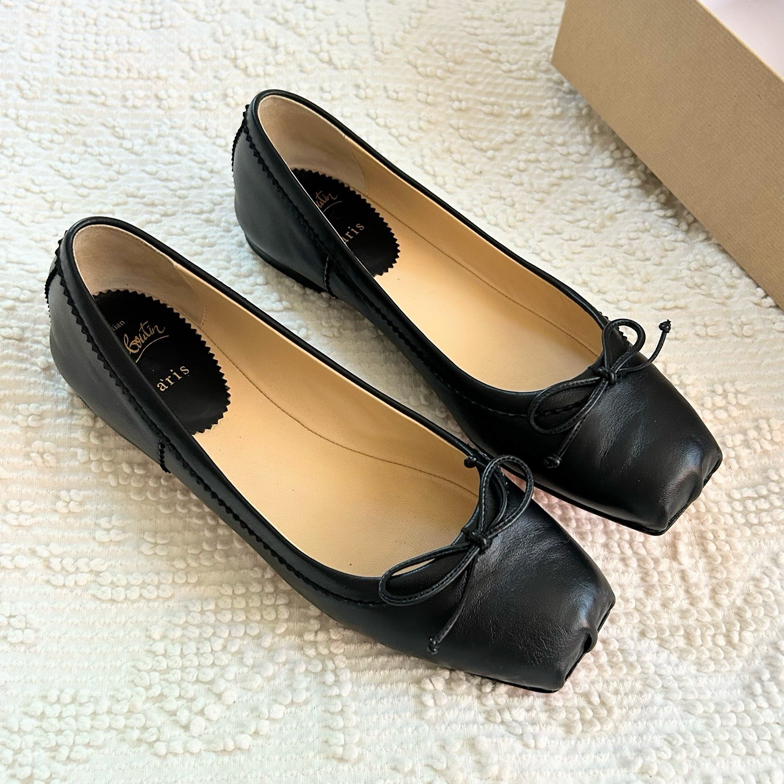 Christian Louboutin Mamadrague Ballet Flats Black Napa Leather 37.5