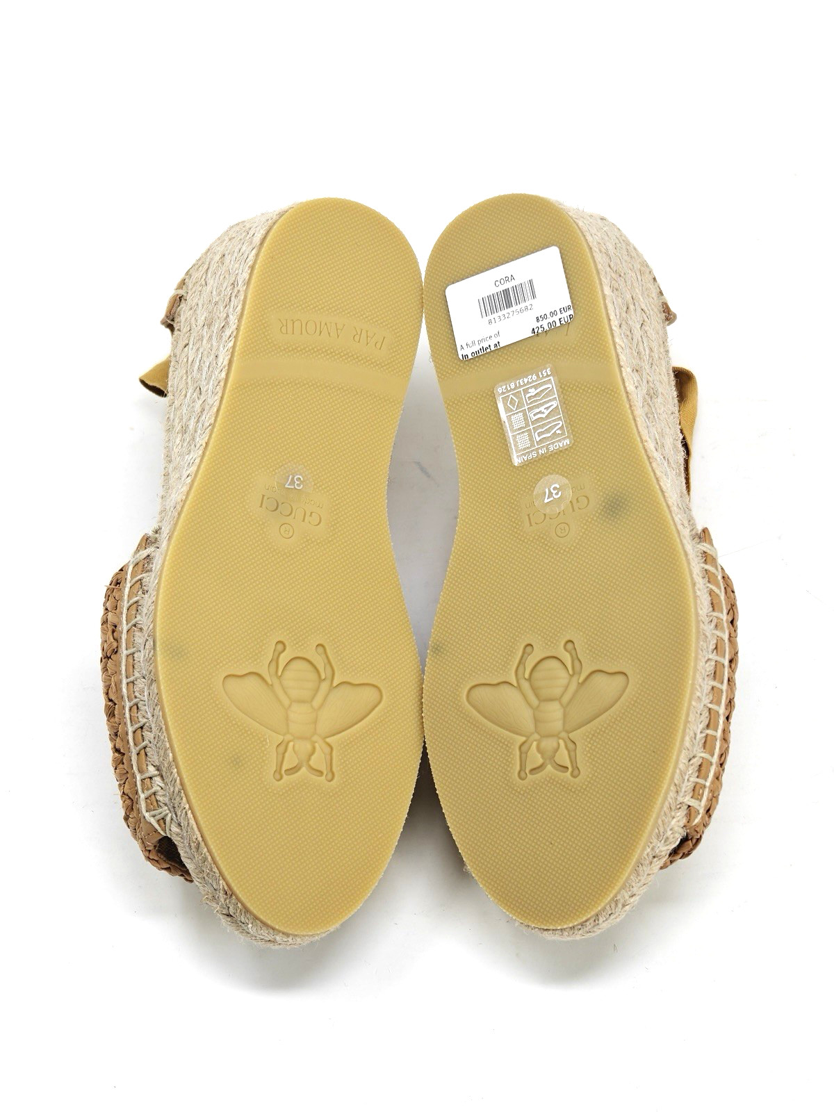 Gucci Marmont Double GG Espadrilles Platform Crystal Ribbon UK 4 US 7 37 17623E