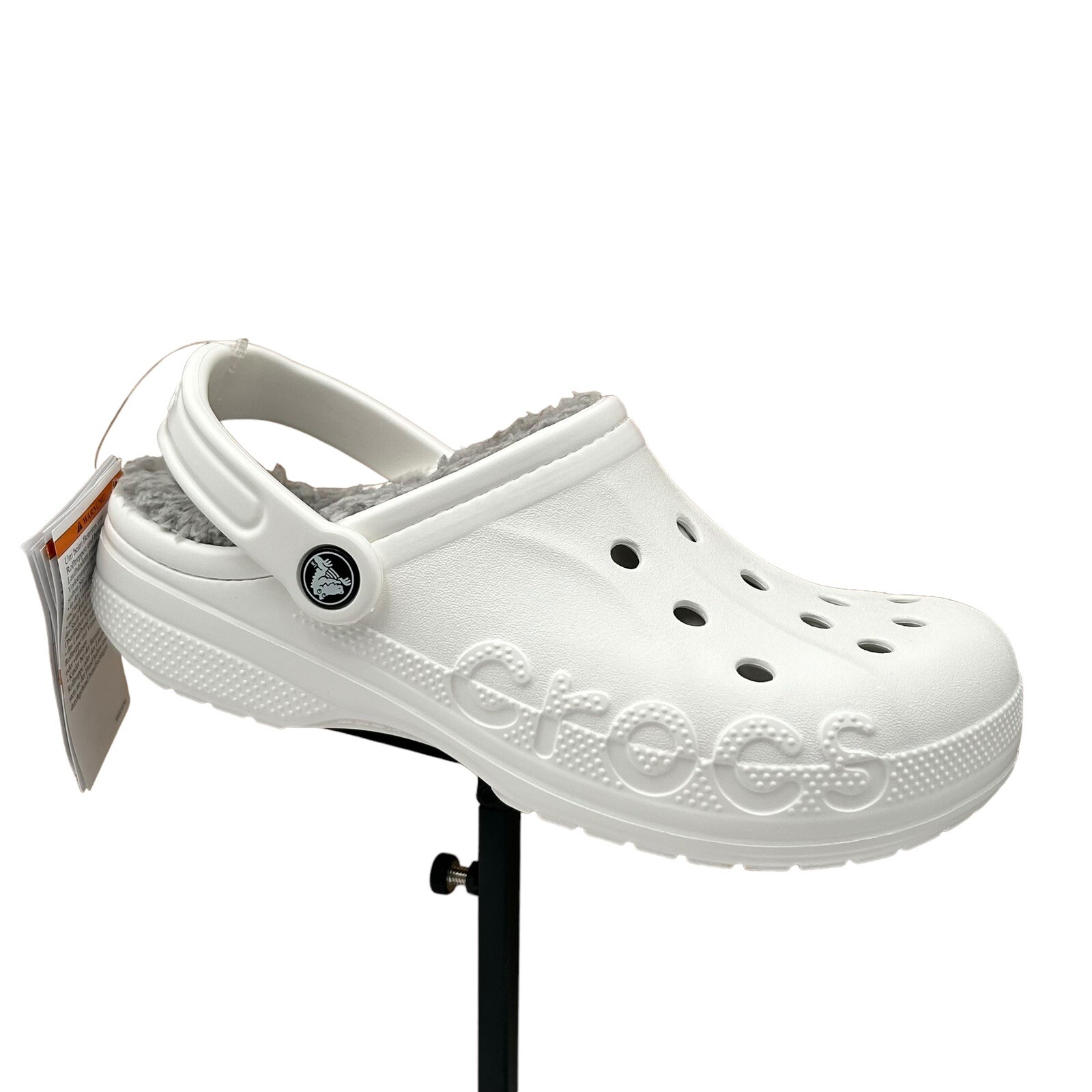 Crocs Women’s Baya Lined Clogs Size 9 White Slip-on Faux Fur Fuzzy & Warm