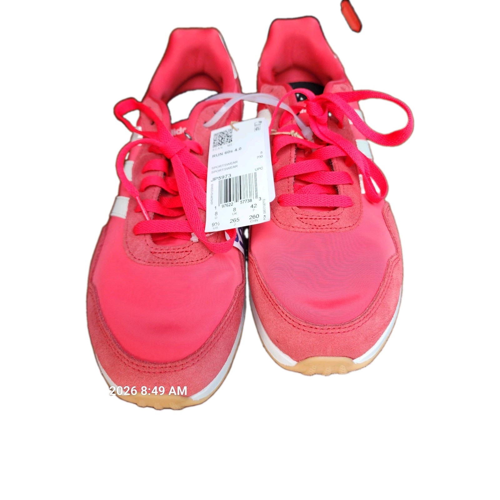 adidas Run 60s 4.0 Red/White Running Shoes Women’s Sneakers JP5973 Size 9.5 New
