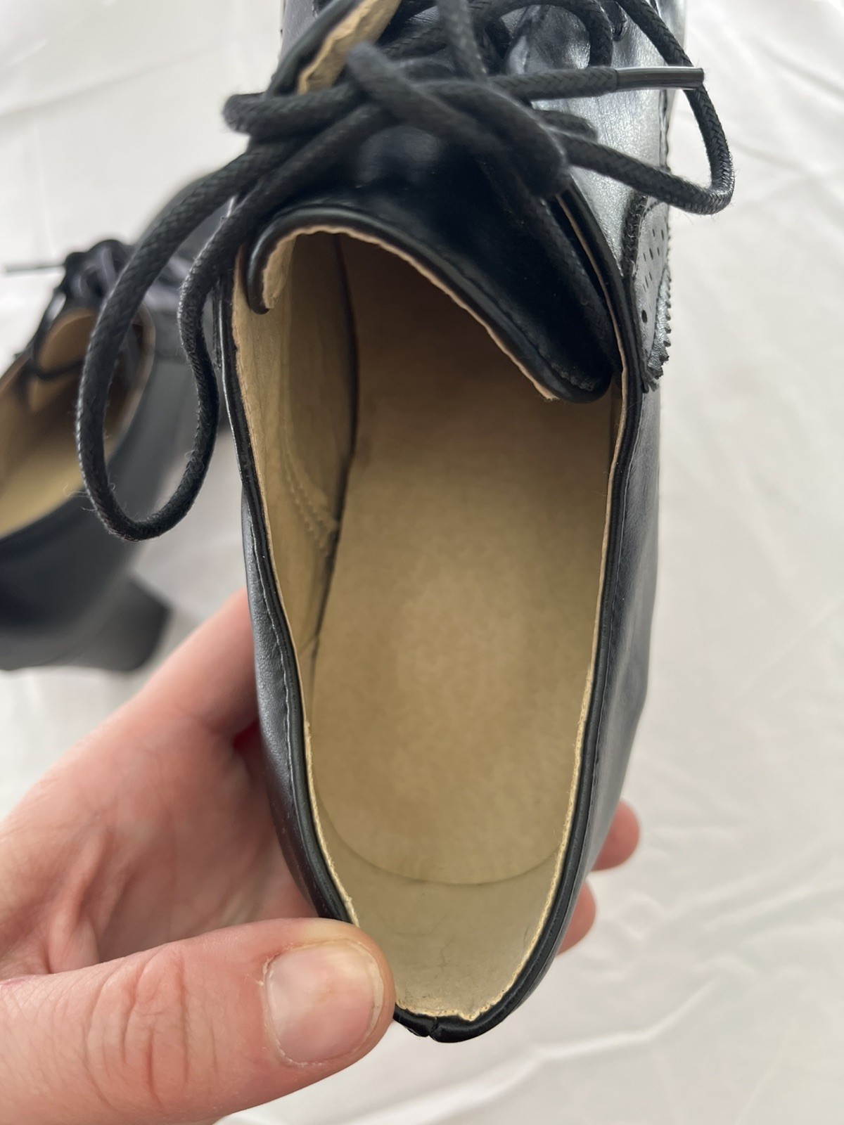Goth Grunge 90s Style Black Lace-Up Oxford Block Heel Preppy Women’s size 37
