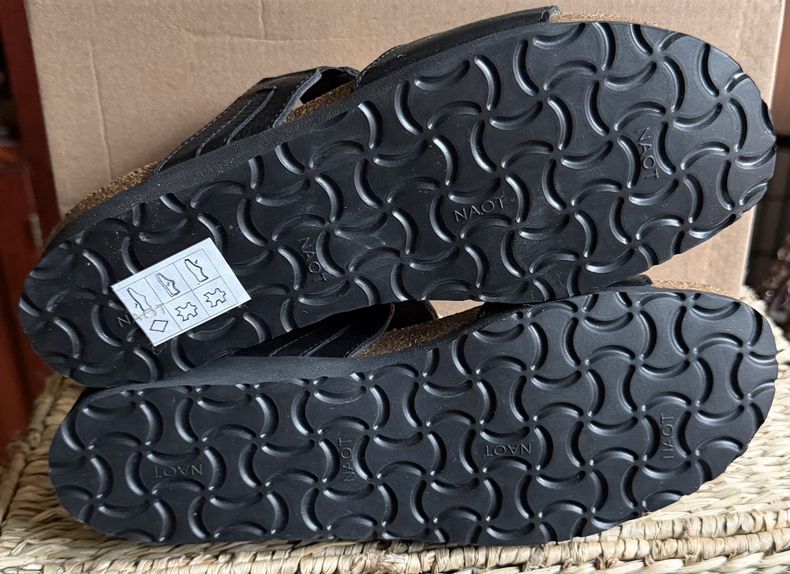 NAOT Victoria Womens Sandals EU 41 US 10-10.5 Black Leather Wedge Heels NIB