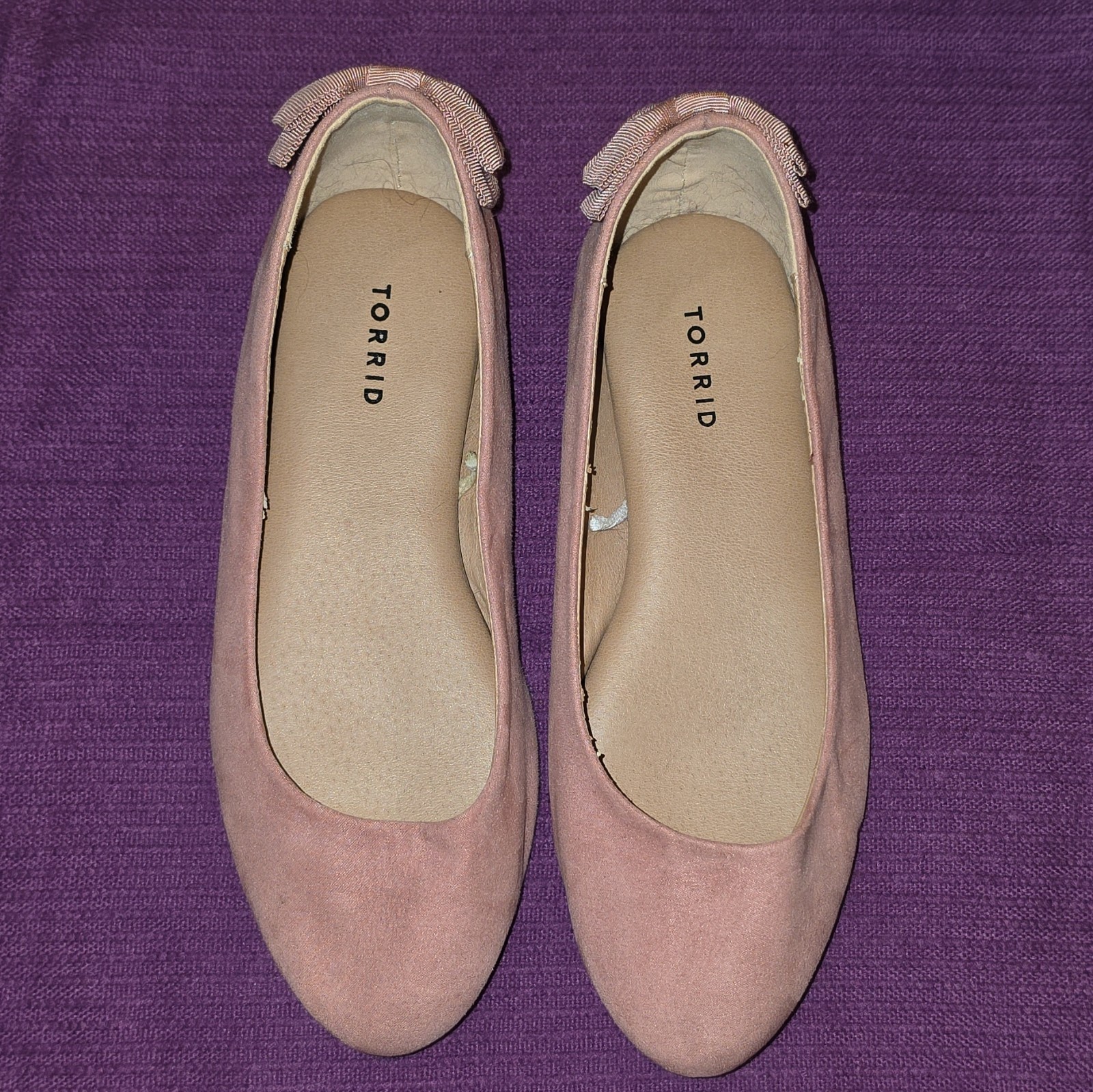 Torrid Women’s Blush Round Toe Flat Slip On Faux Suede Shoes Size 7.5W