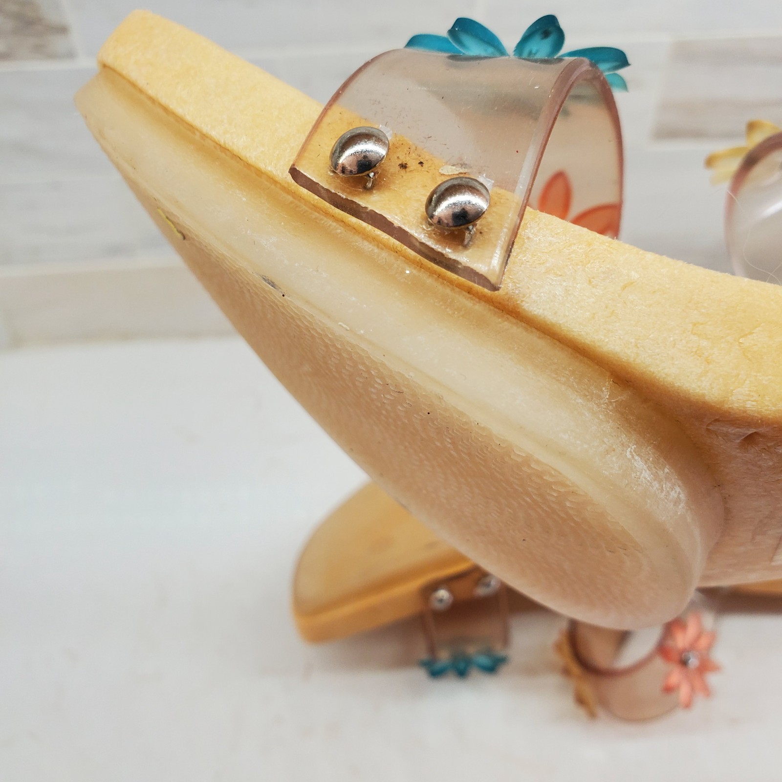 Chinese Laundry Slip-On Heels Clear Straps Jelly Flowers Rubber Platform Italian