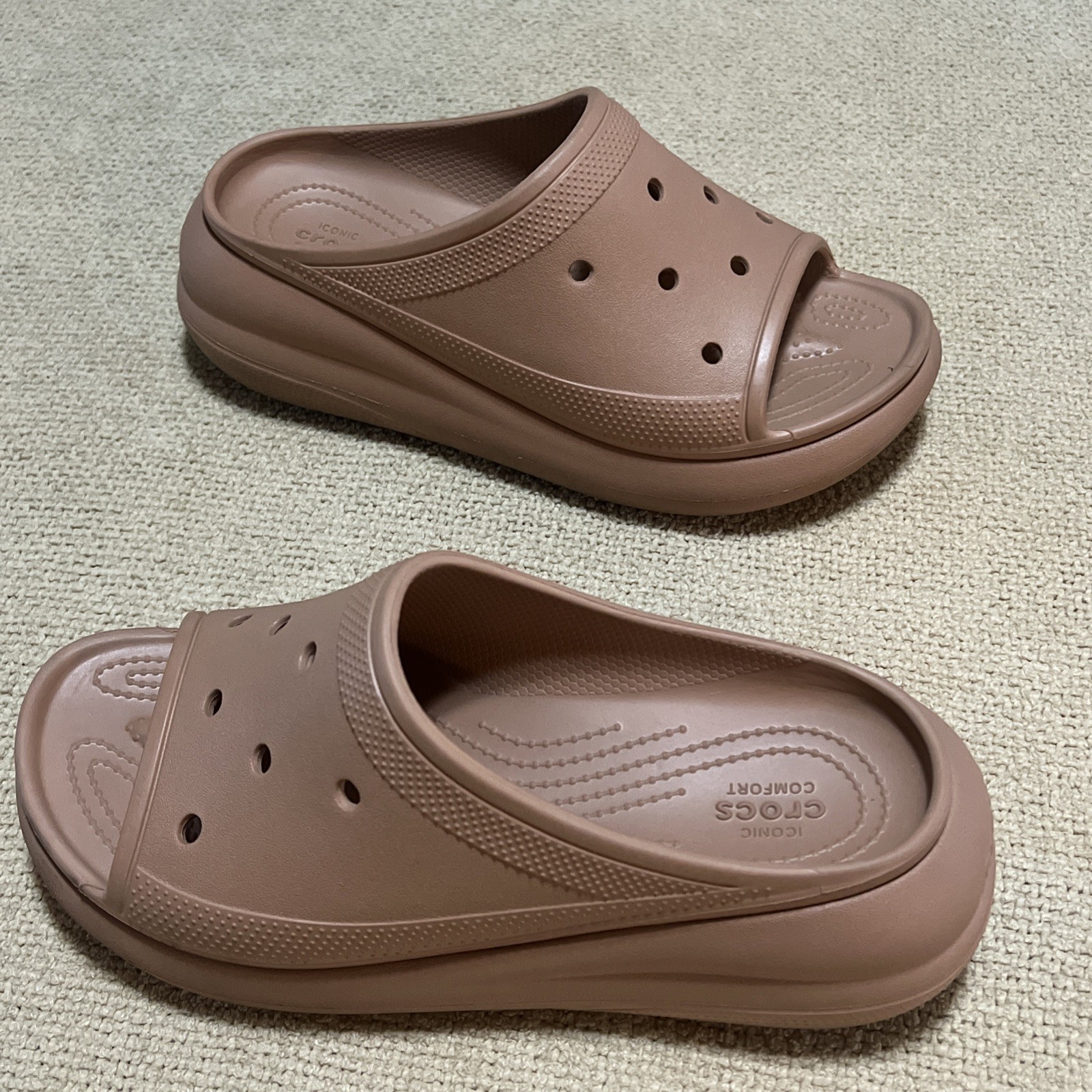 Crocs Iconic Comfort Slide Clog Platform Sandals W 11 Macaroon FreeShip ::VNC::