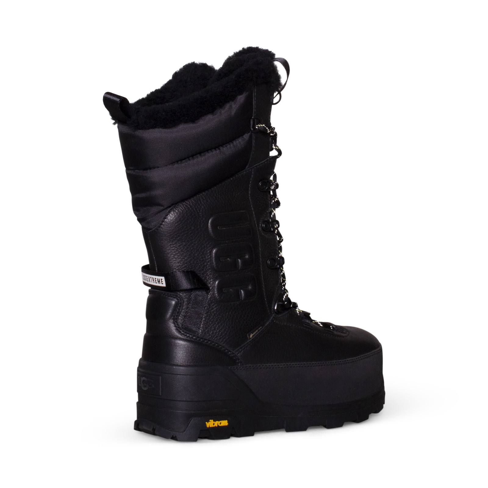 UGG SHASTA TALL WINTER BLACK LEATHER BOOT WOOL ALL GENDER BOOTS SIZE US M4/W5