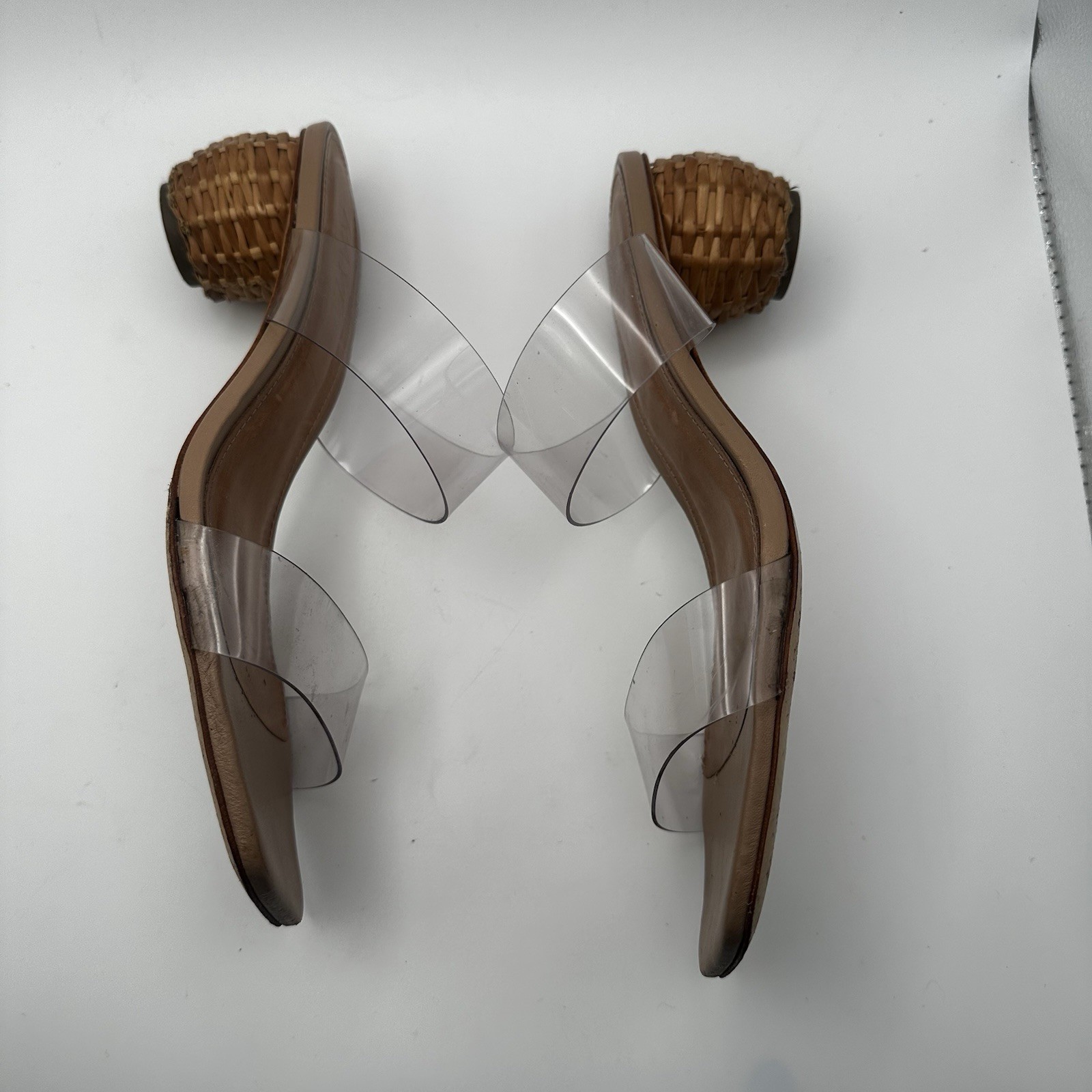Raye Jaden Heel Nude Clear Straps Square Woven Basket Heel 7.5 Revolve Boho Chic