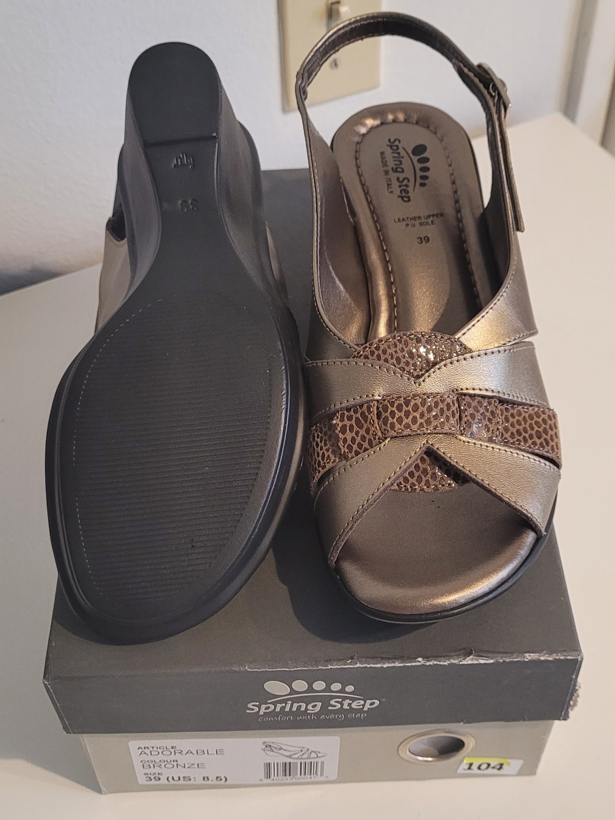 Spring Step «Adorable» Bronze Wedge Sandals – Size 39 (US 8.5)