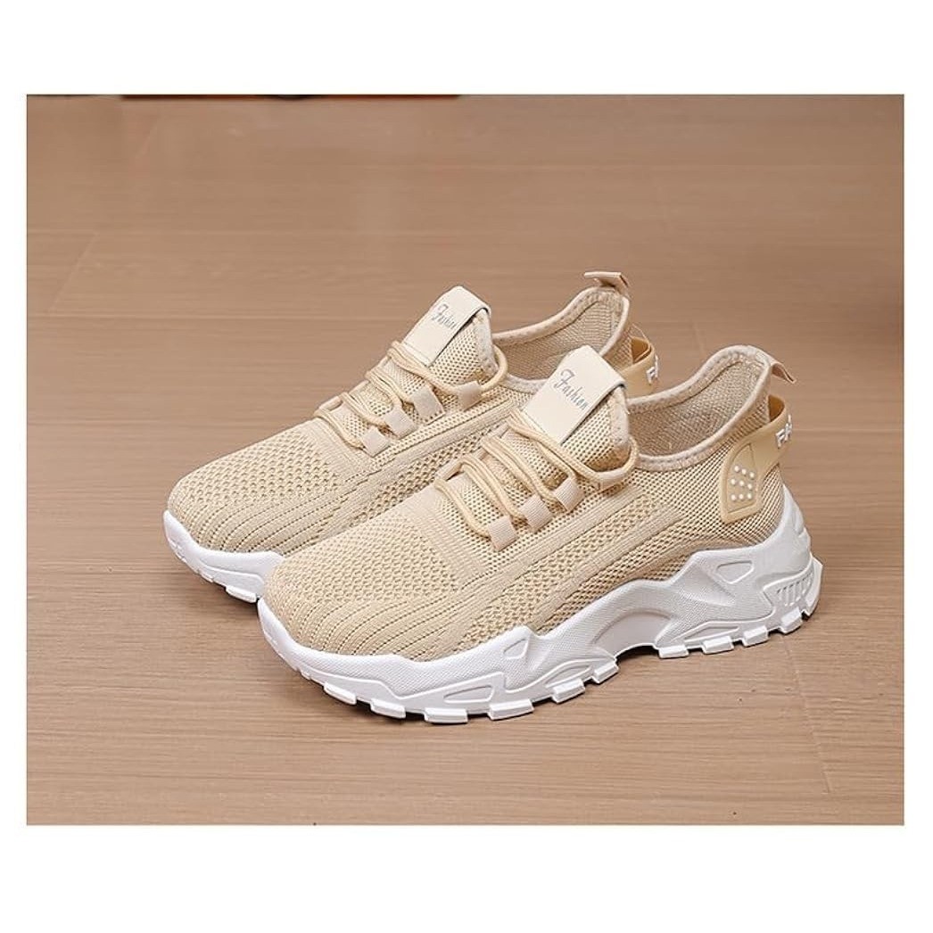 Beige Knit ‘Fashion’ Sneakers – Lightweight & Breathable Casual Shoes EU 38/ 7.5