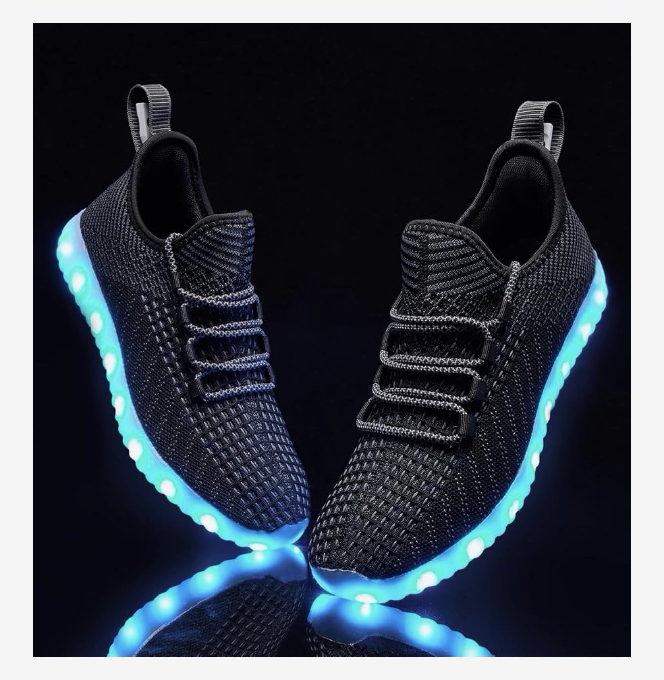 LED Light Up Shoes Black USB Rechargeable Sneakers Women 9.5 Men 7.5 EU 40 NEW