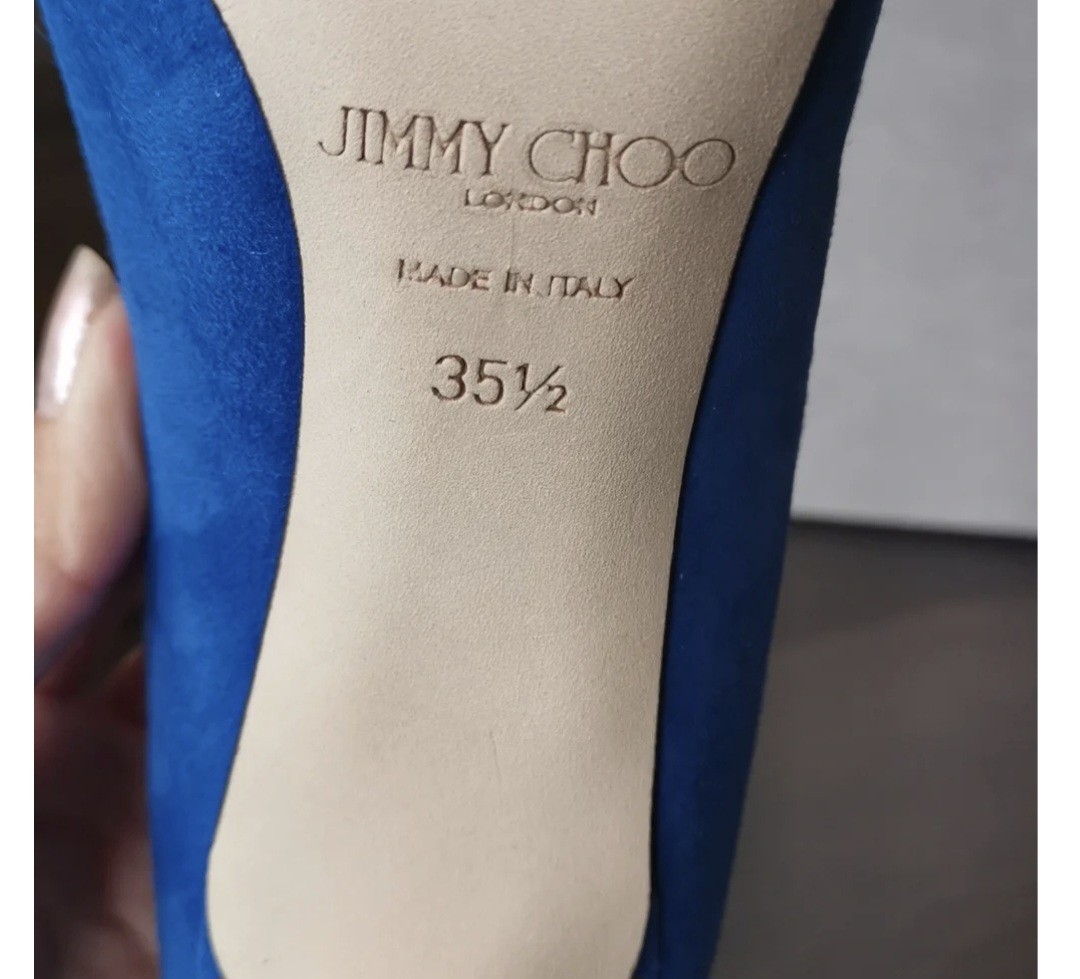Jimmy Choo Blue Suede Pointed Toe Slip-On Stiletto Pumps Women’s US 5.5