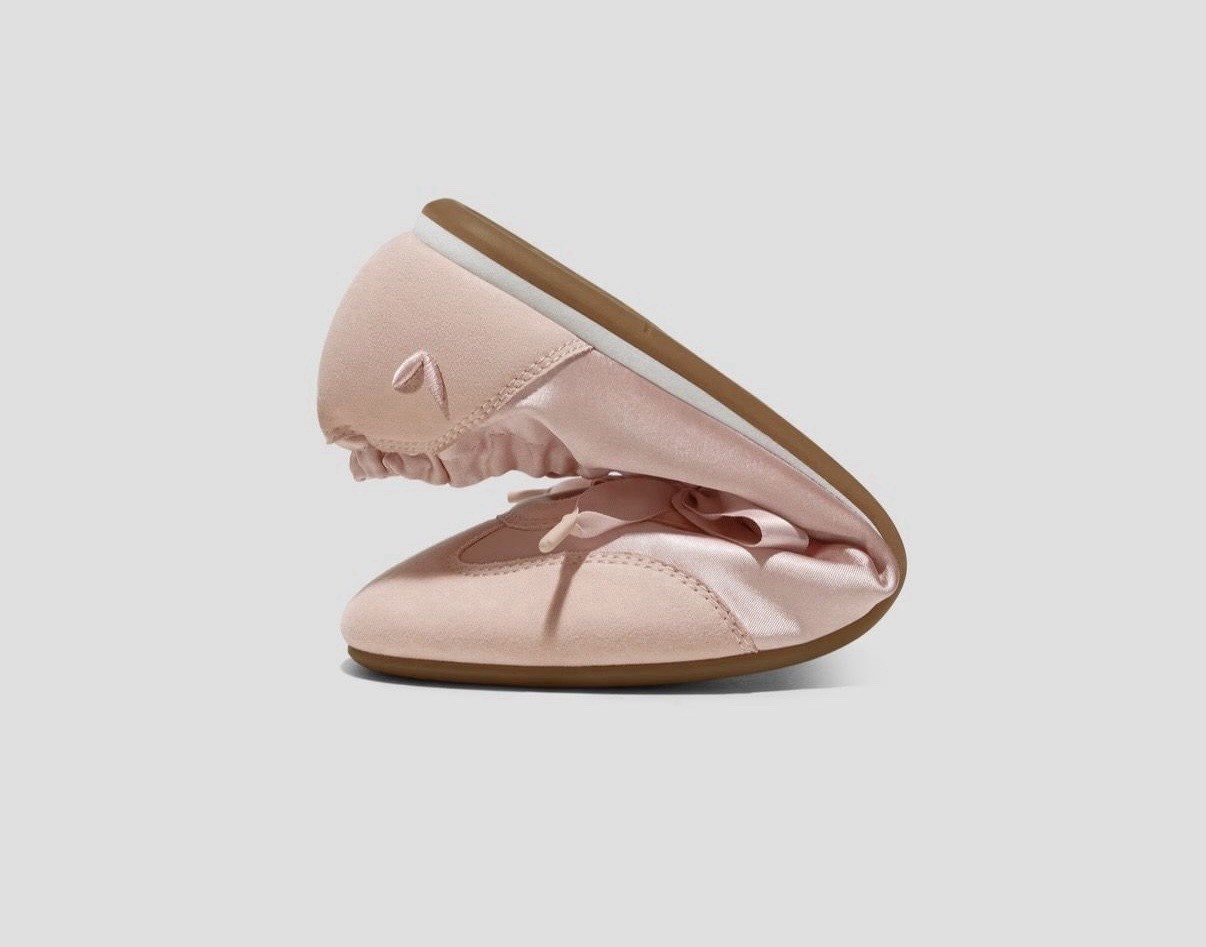 VIVAIA Round-Toe Satin Sneakerina (Yanka) Color Peach Blush Size 38.5 EU NWB