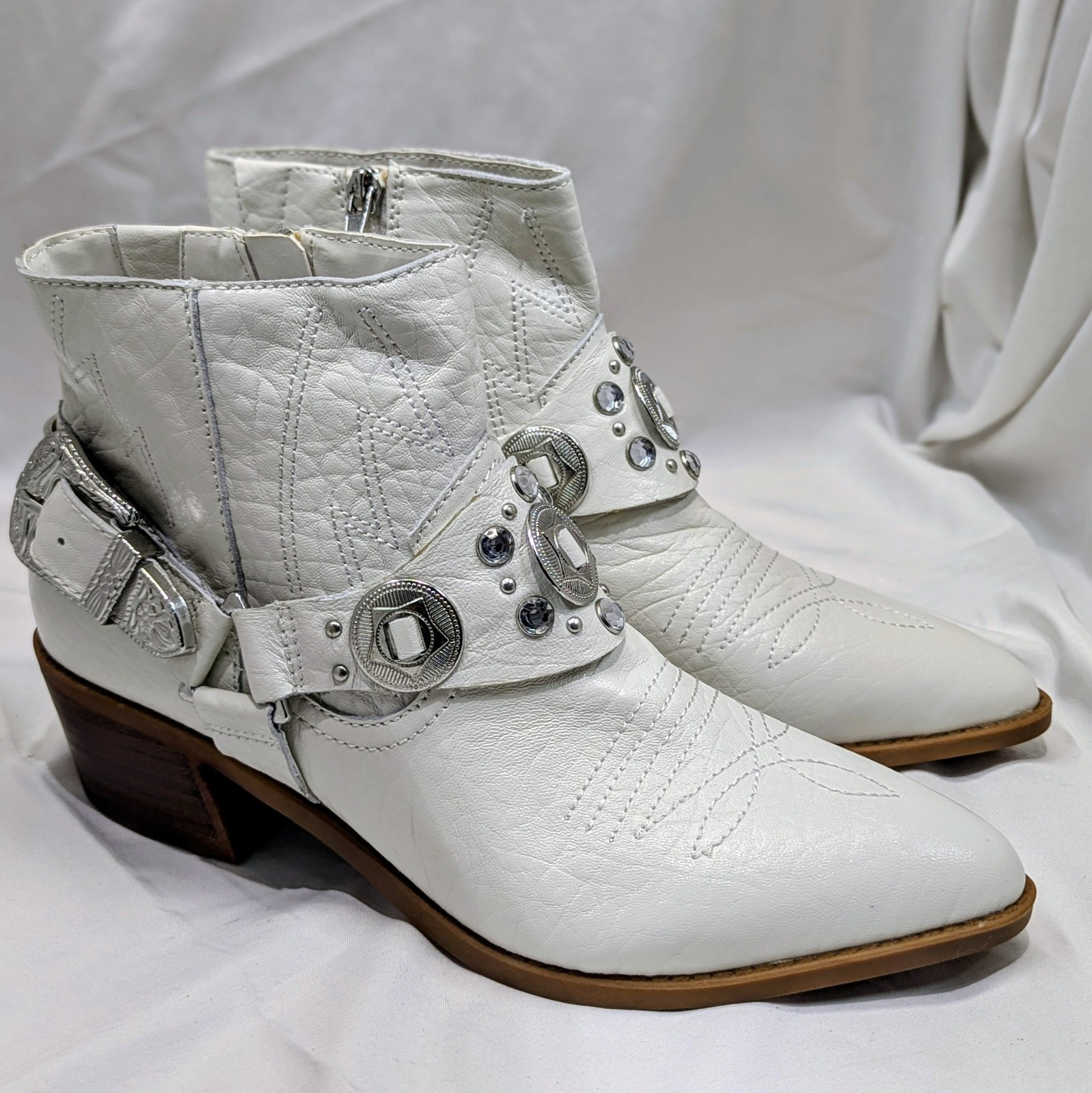 Carlos by Carlos Santana Marlene Leather Western Boots White Size 8.5 M NIB