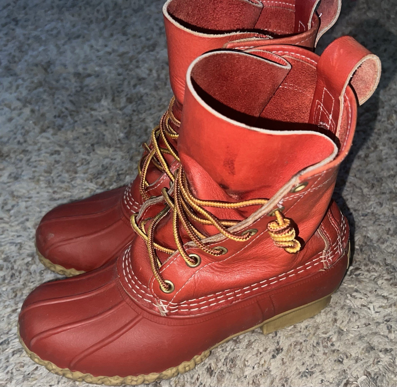 RARE Vintage Bean Boots by L.L. Bean women’s 6M Red Leather Duck Boots USA Made