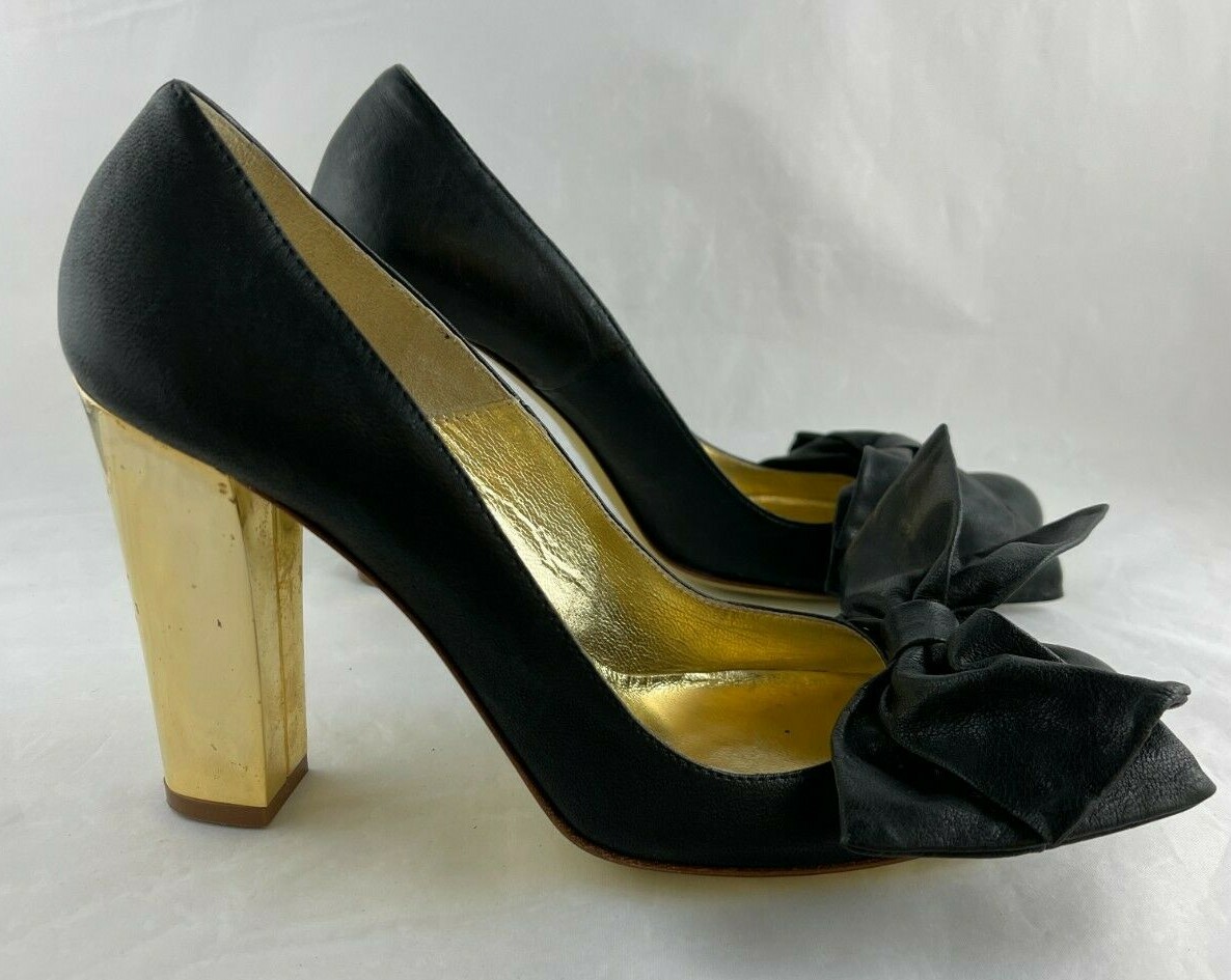 Just Cavalli women black leather hill with bowshoes Size 39 NWD