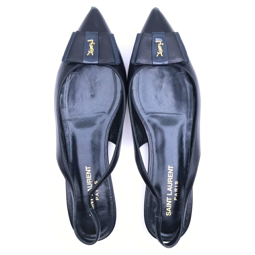 Saint Laurent Paris Size 36 1 2 Ysl Anais Slingback Flat Pumps Black Ladie GcM04