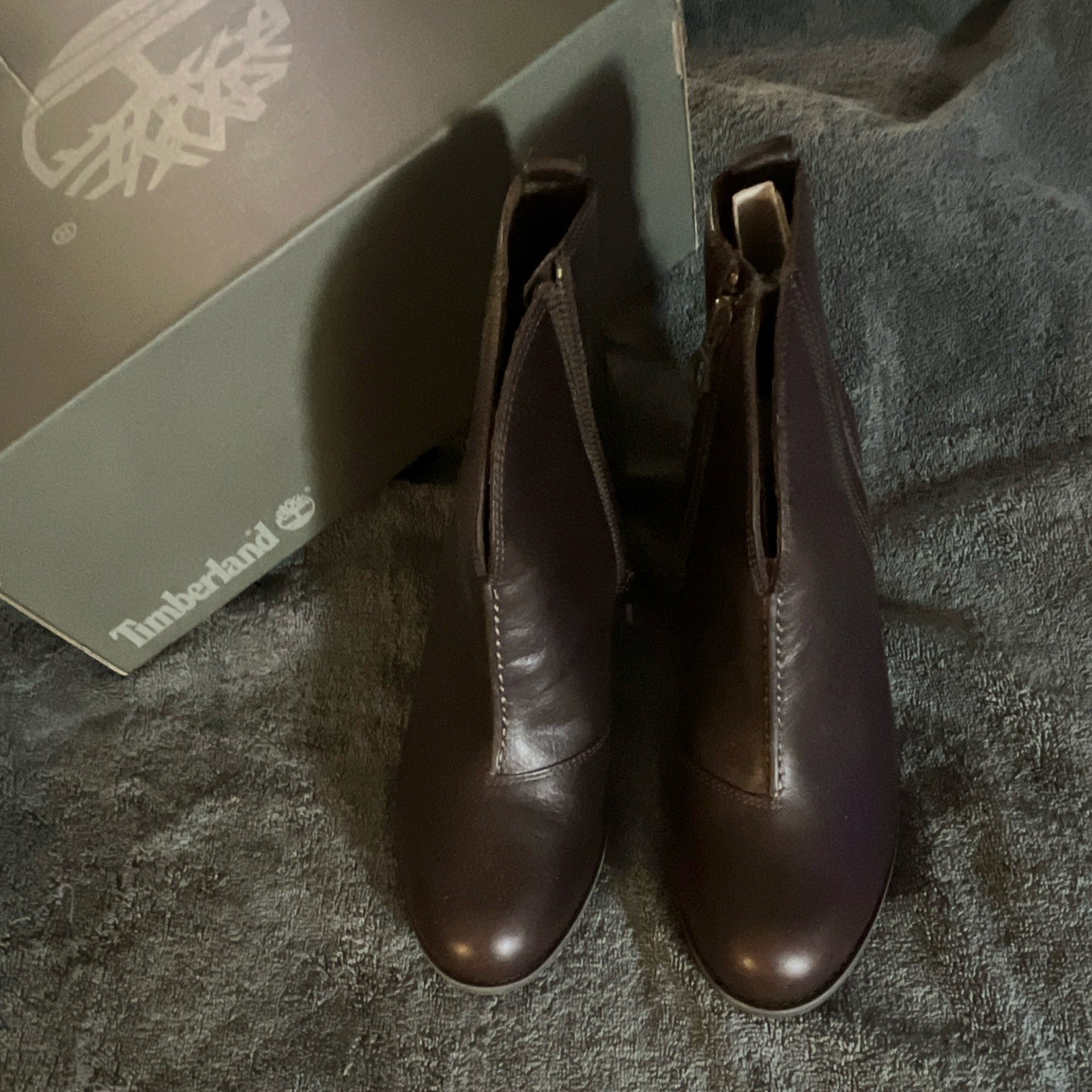 Timberland Women’s US 9 Brown Leather Ankle Bootie Zip Round Toe Model 8543A