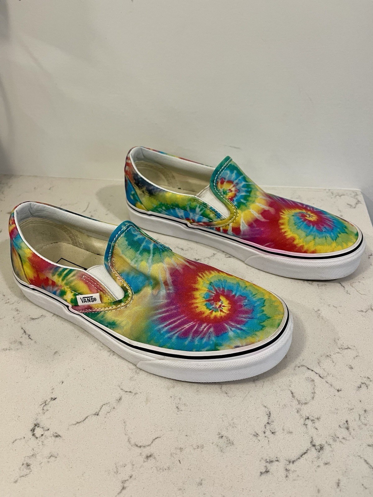 VANS Tie Dye «Rainbow Spirals» Slip On Sneakers~Men’s 6/ Women’s 7.5