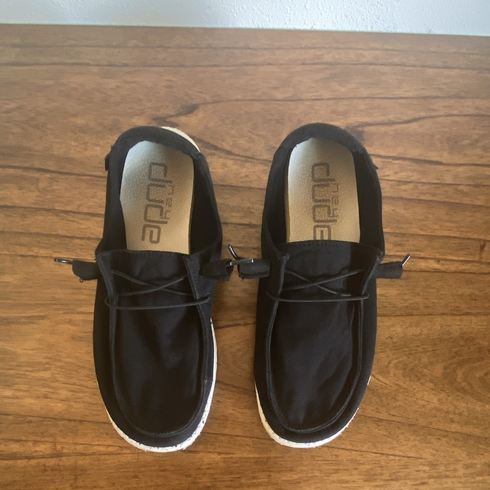 Hey Dude Wendy L Women’s Black Canvas Loafer Shoes Lightweight Comfort US 8