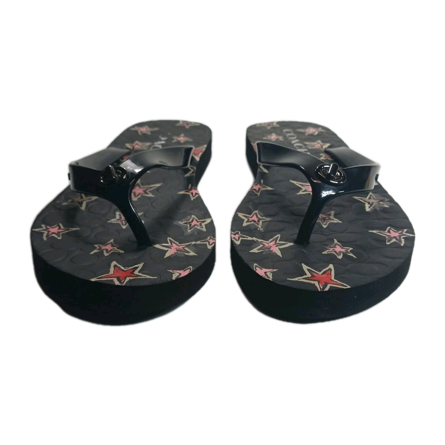 Coach Abbigail Stars Print Flip Flops Thong Sandals Womens Size 6 Summer Beach