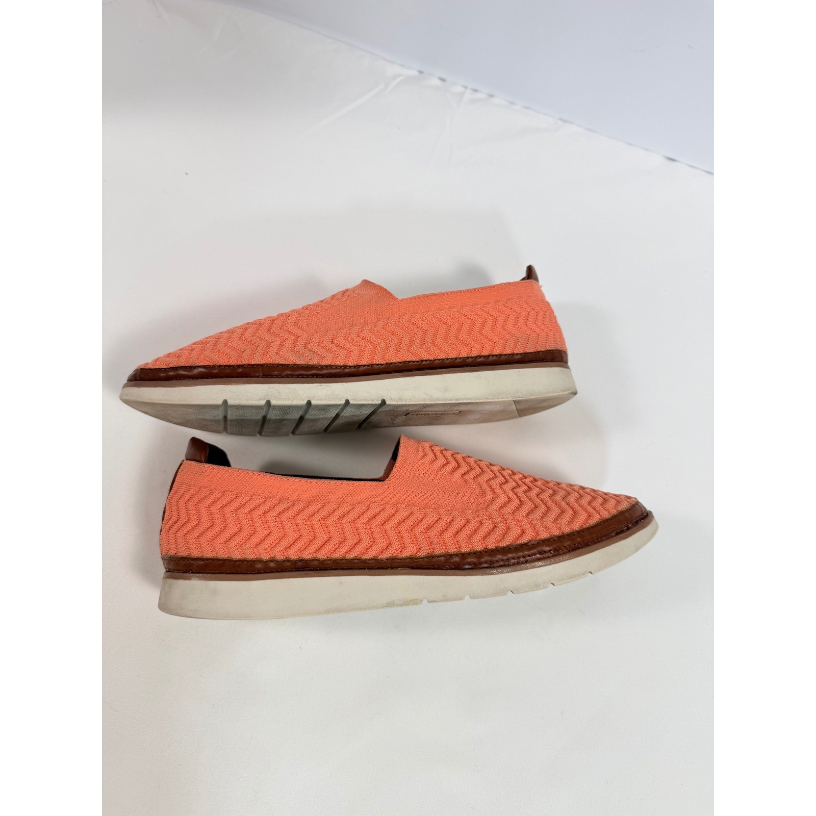 Cobb Hill Camryn Coral Orange Knit Chevron Slip On Loafers Womens 8 CI7750
