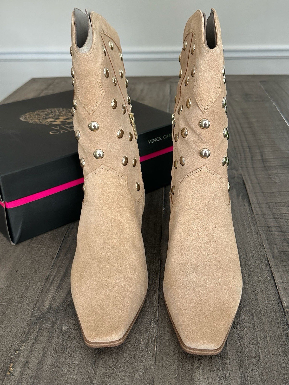 Vince Camuto Women’s Prilie Studded Bootie US 10M Tortilla color
