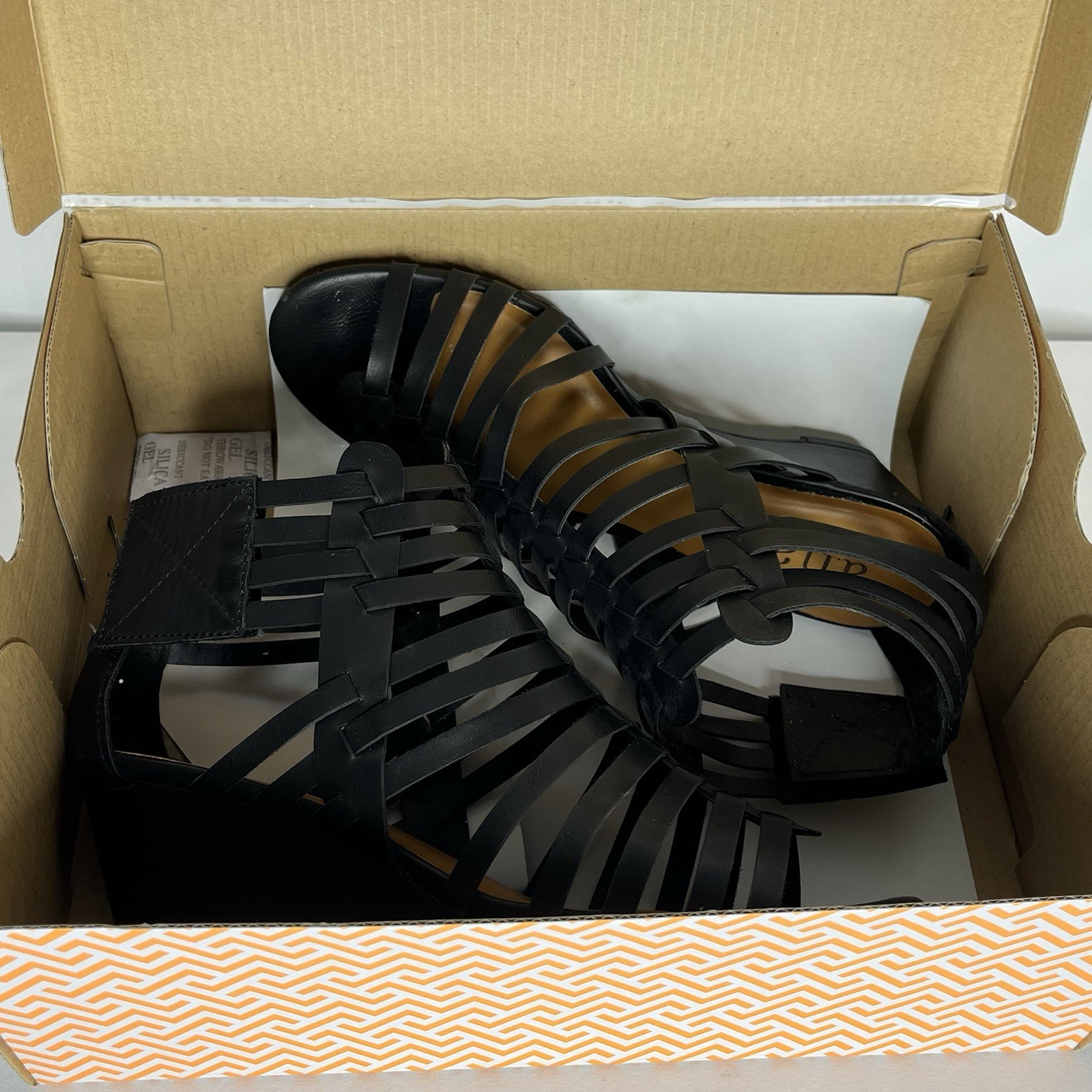 A.N.A. Meadow Wedge Sandals Womens 7.5W Black Gladiator Strappy Comfort