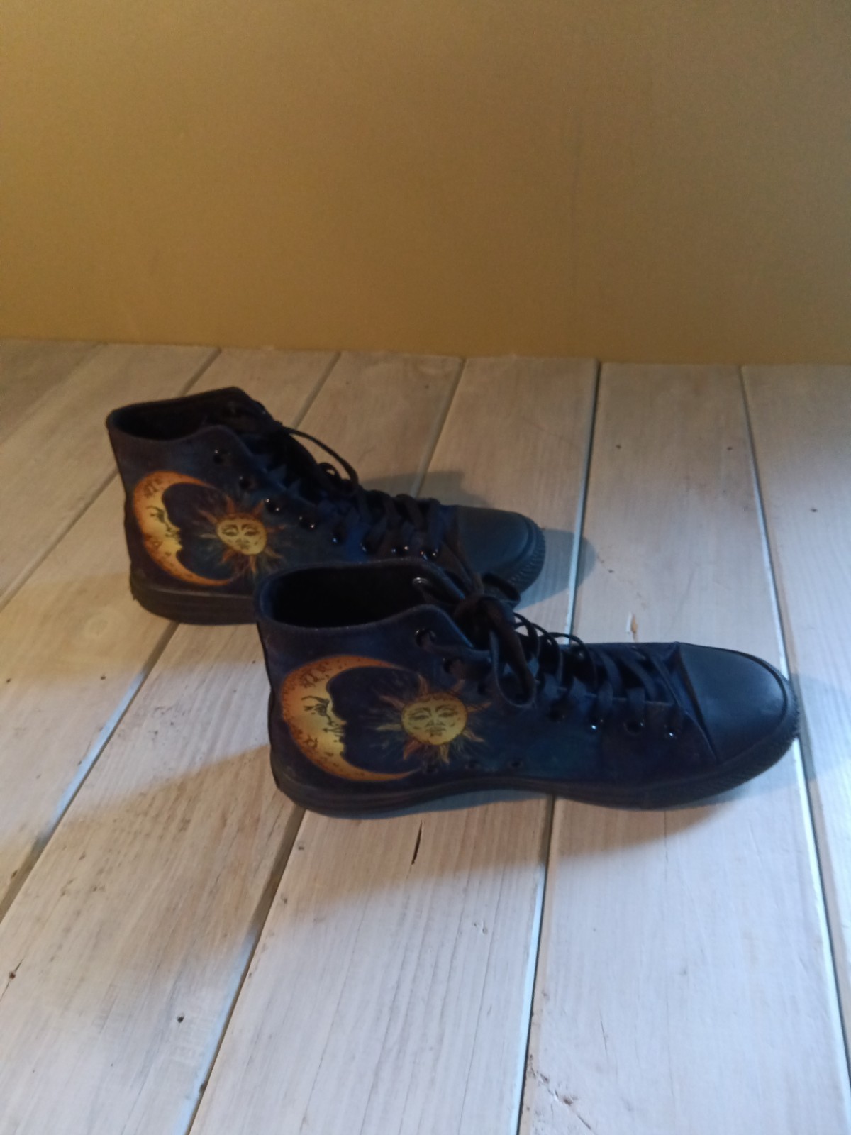 Tennis shoes sneakers SUN MOON STARS M9.5 W11 High Tops Canvas Yes We Vibe