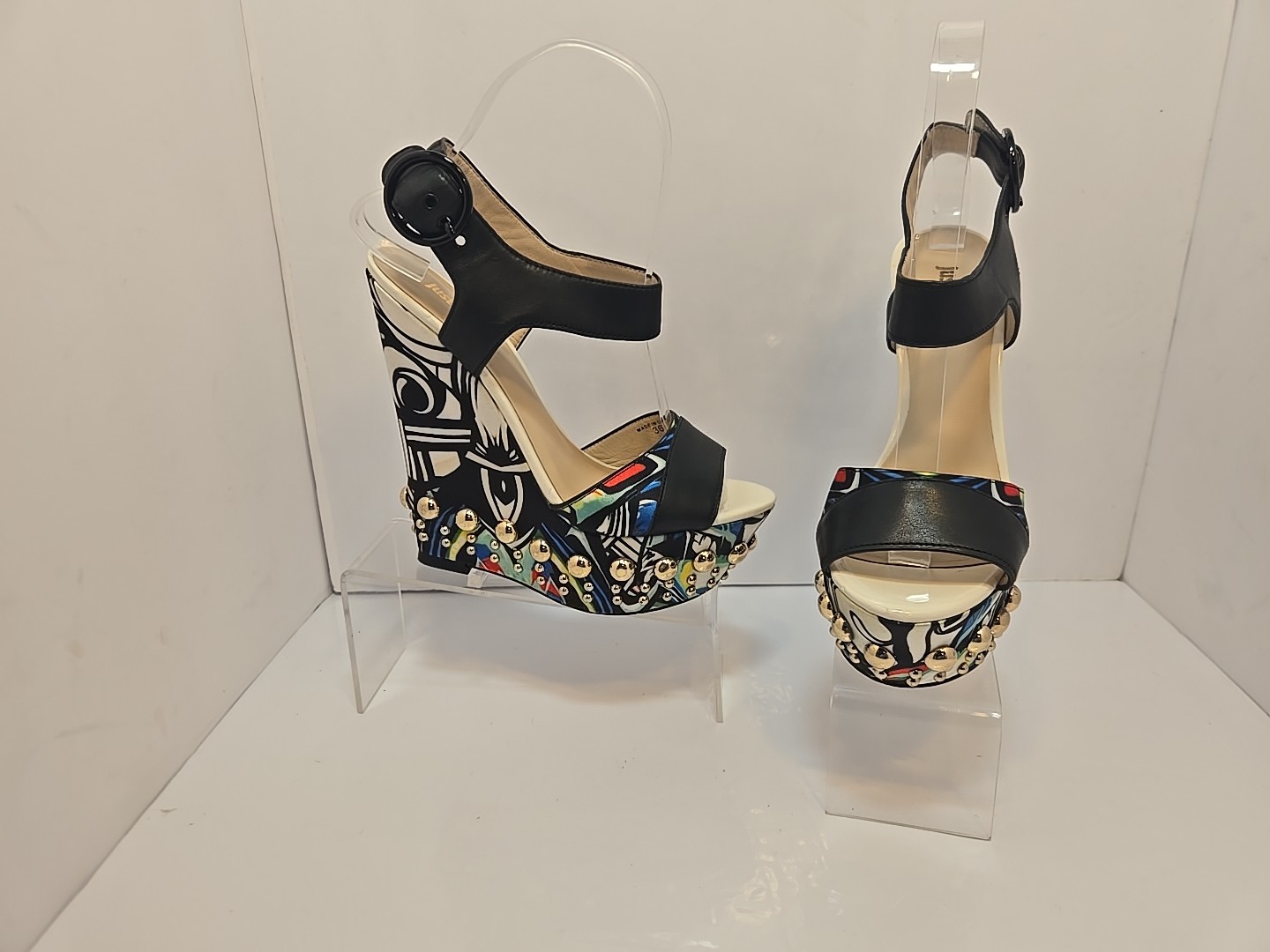 Just Cavalli Sandal Wedge Open Toe Platform Multi Color Sandals 36 / US 6 M