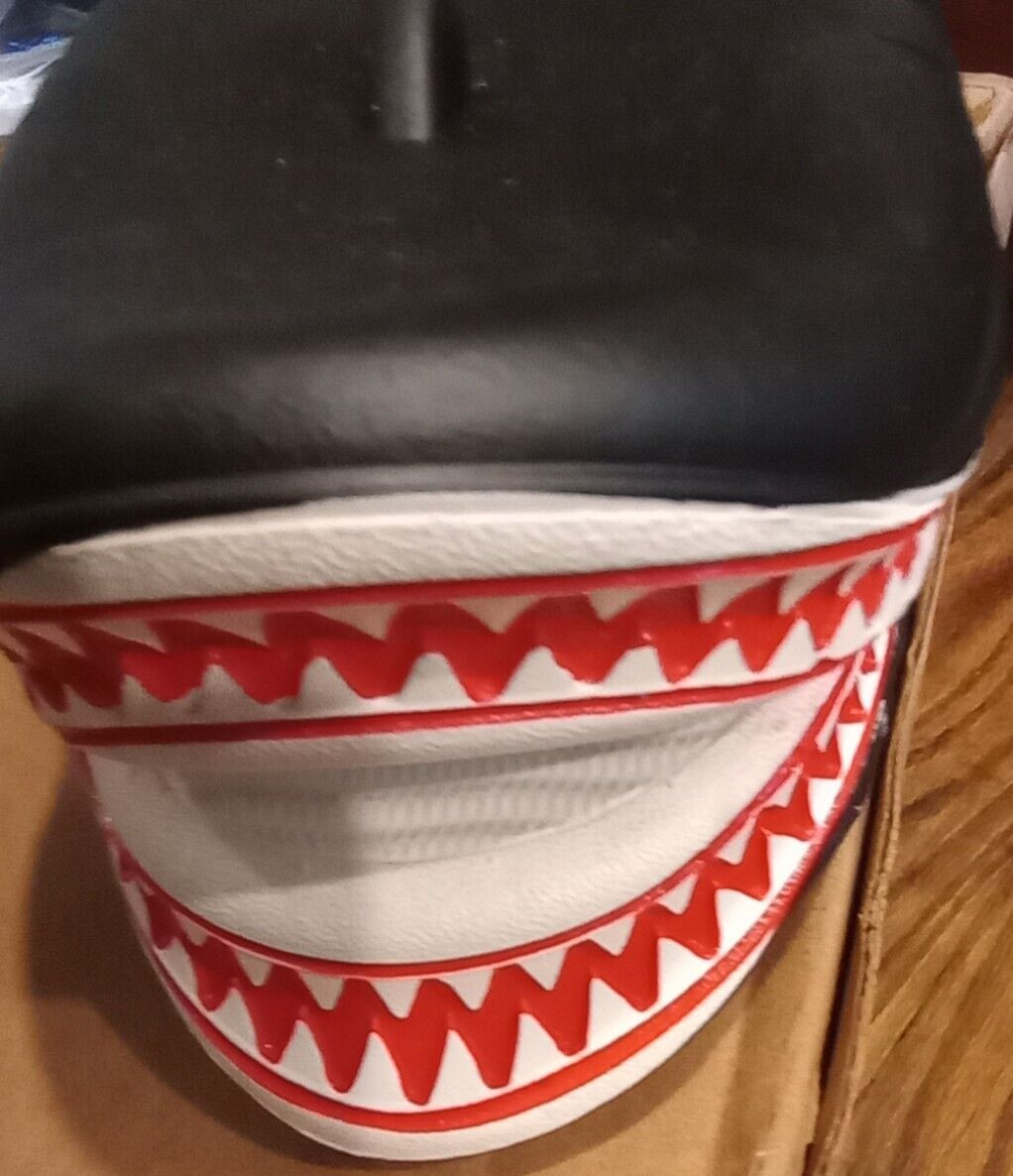 Black Unisex Beach Shark Party Slippers Shoes, Women Size 1 1, Men 10-11, EU 44
