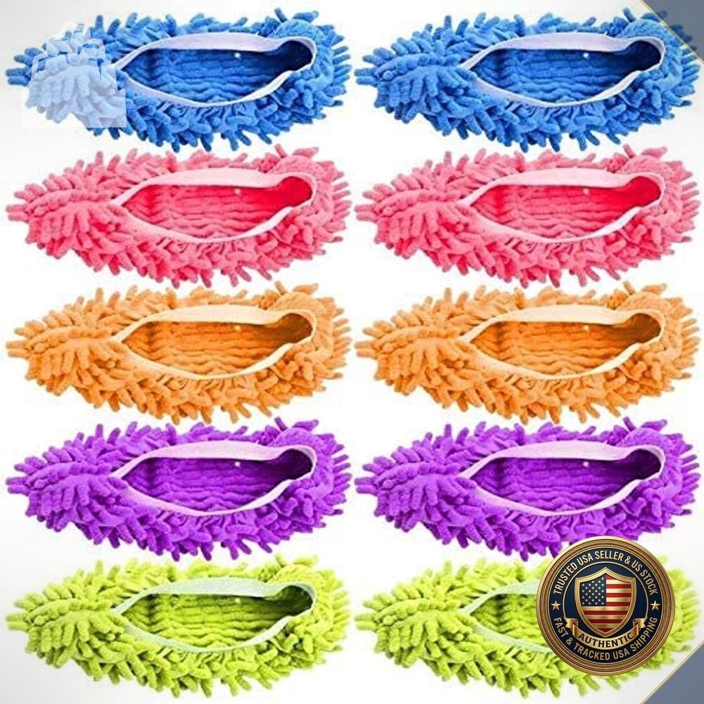 Mop Slippers Shoes 5 Pairs Microfiber Cleaning Floor Tools Washable