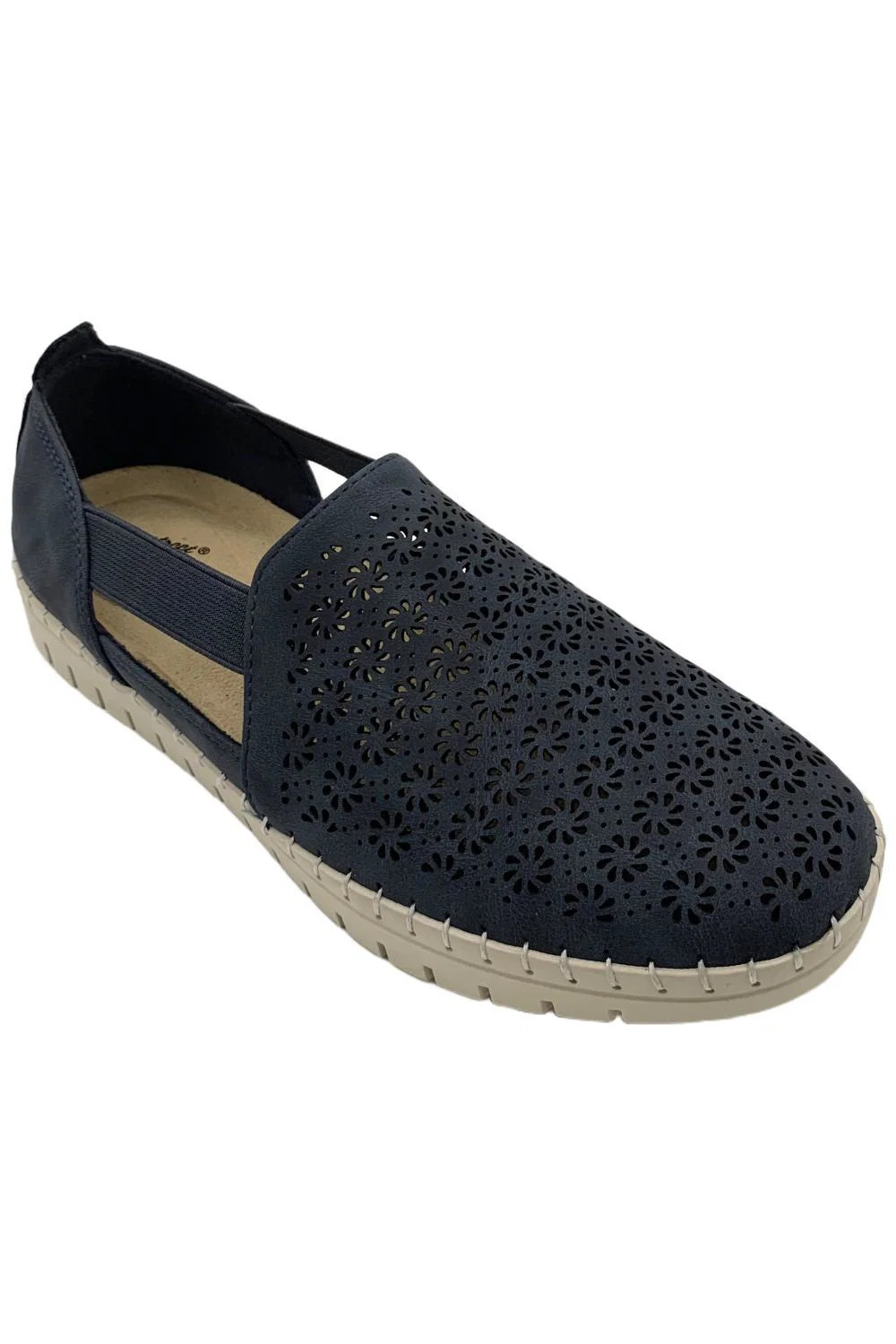 Easy Street Megafresh Cut-Outs Slip on Flats Navy
