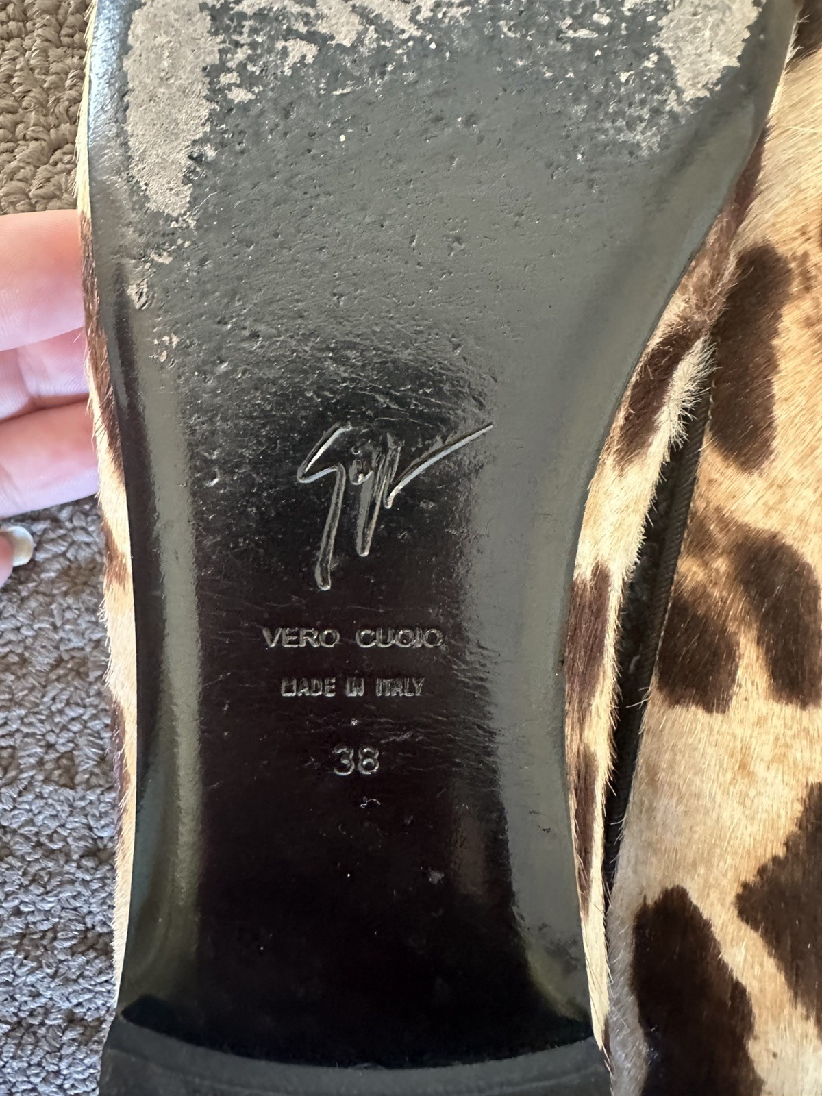Giuseppe Zanotti Leopard Pony Hair Ballet Flats size 38 designer work capsule
