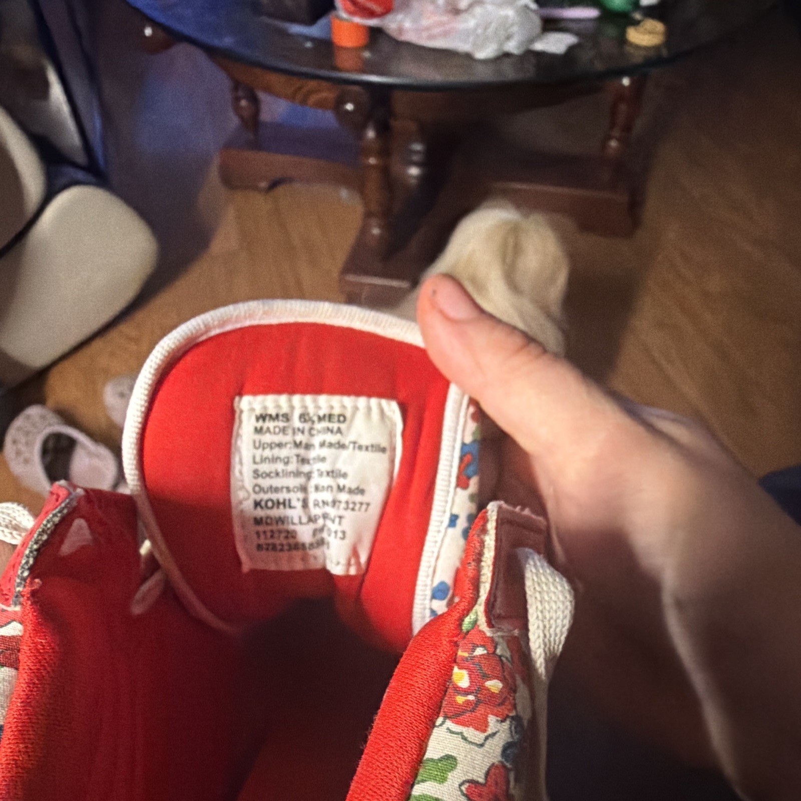 Mudd Women’s Wedge High Top Sneakers Red Floral Lace-Up Casual Athletic