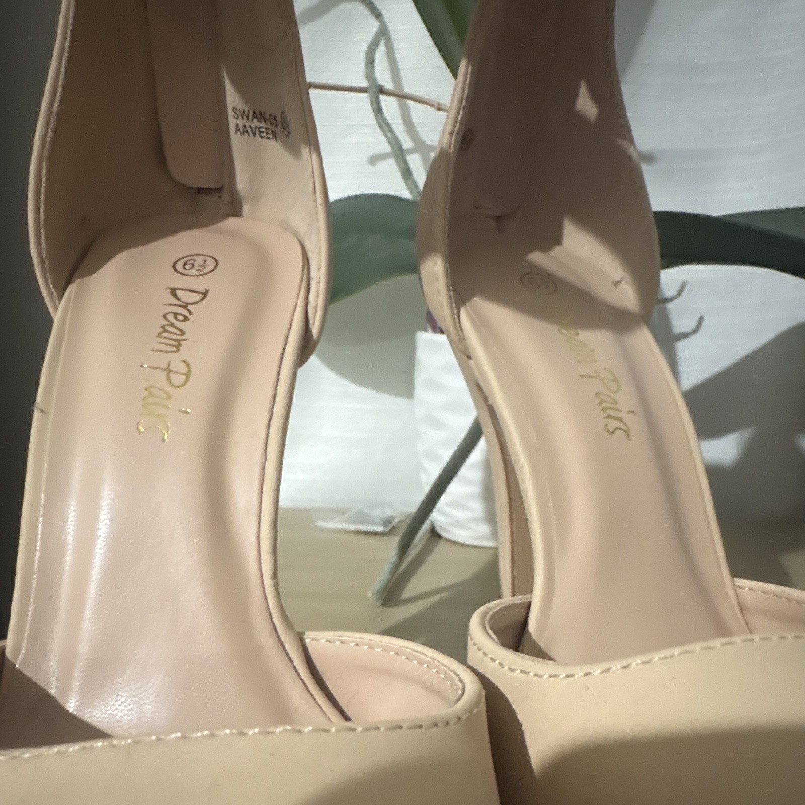 Dream Pairs Women’s Beige Platform Stiletto Heels Ankle Strap Open Toe 6.5