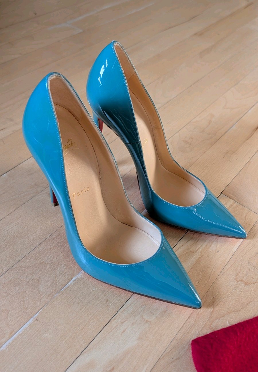 Christian Louboutin So Kate 120 Teal Blue Green Size 39 Like New