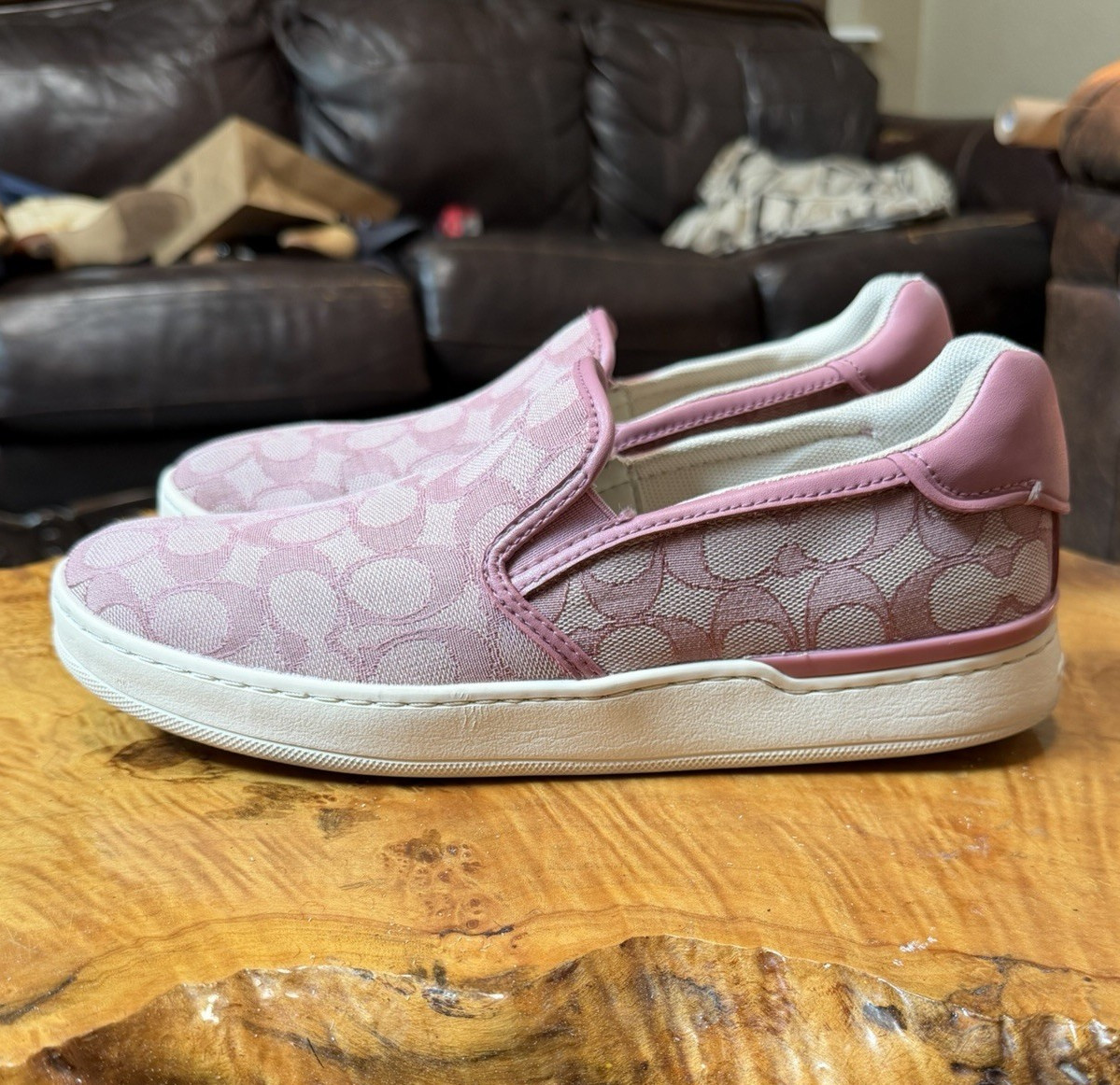 Coach Wells Women’s Signature Slip-On Sneaker Pink C4393 Size 9B No Box