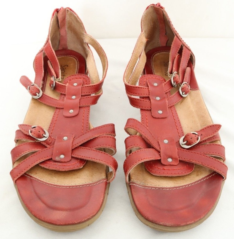 Sanita Red leather Strappy gladiator Studded Sandals shoes EU 42 Women’s US 11.5