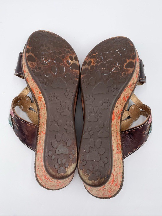 Spring Step Bonita Sandals Women’s Size 40 US 9 Bohemian Artsy Colorful Leaf