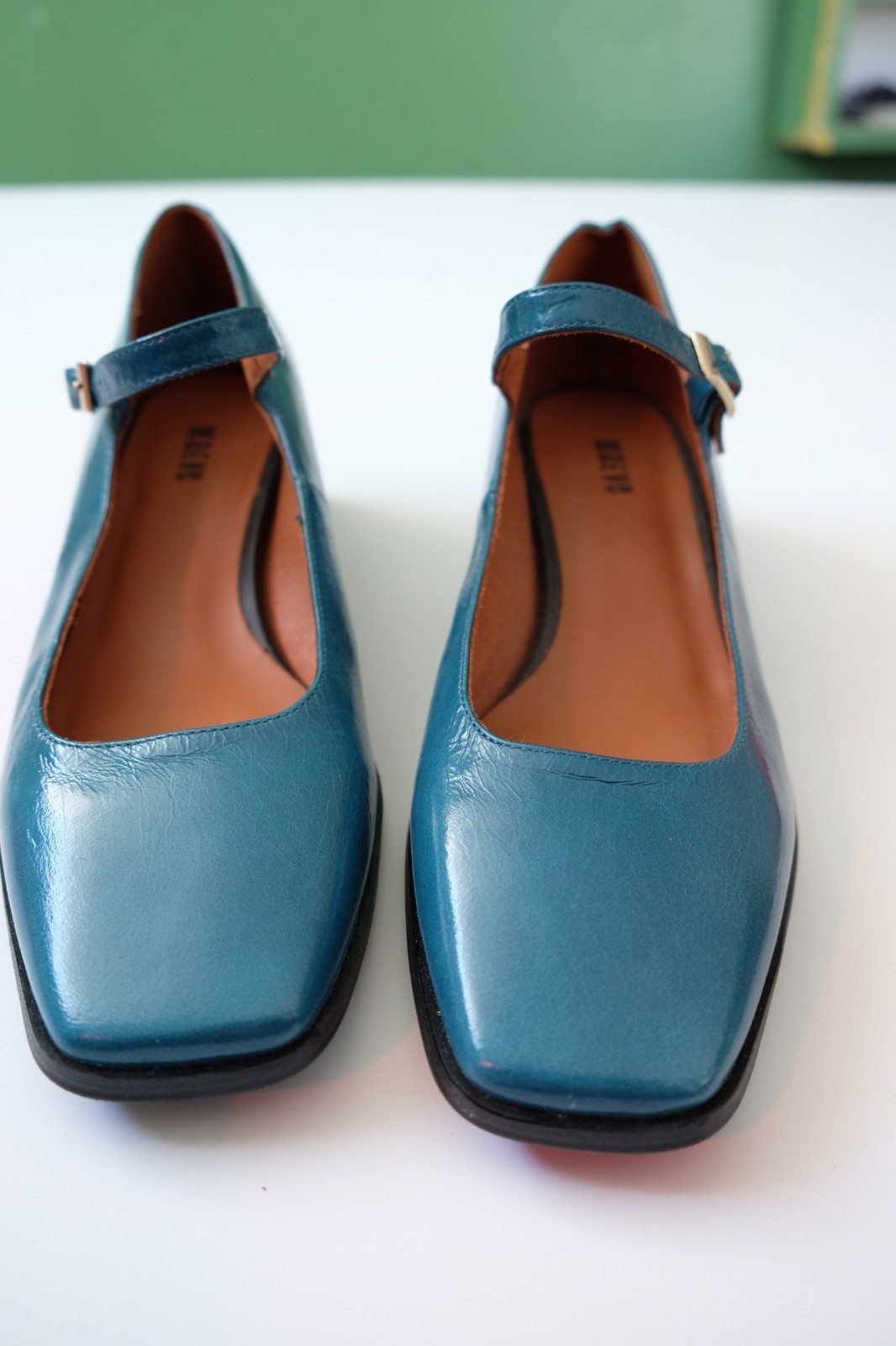 NEW Anthropologie Ainsley Mary Jane Block Heels Size 37 Maeve US 6.5 Turquoise