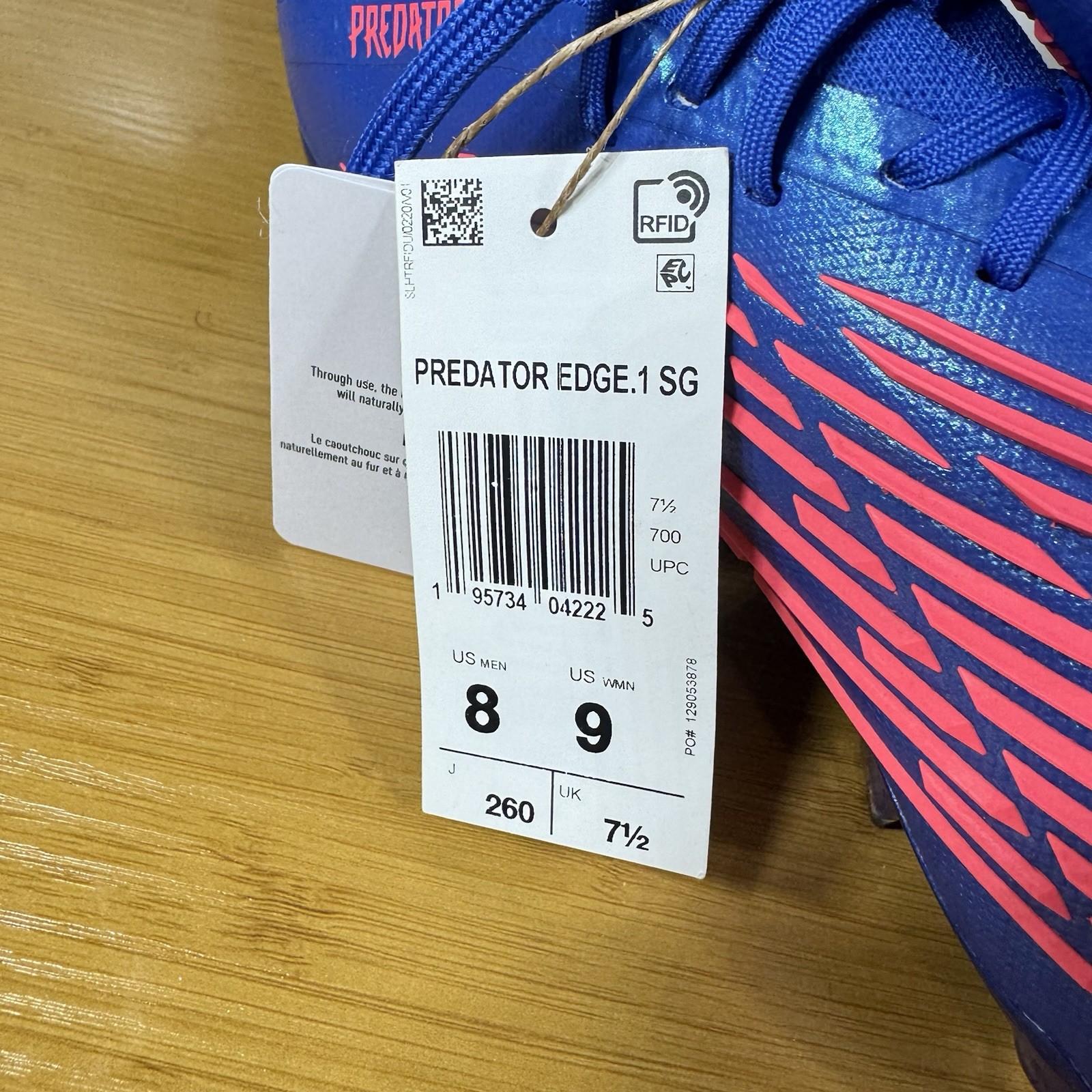 Adidas Predator Edge .1 SG NBY Soccer Cleats Blue Mens Size 8/ Womens Size 9