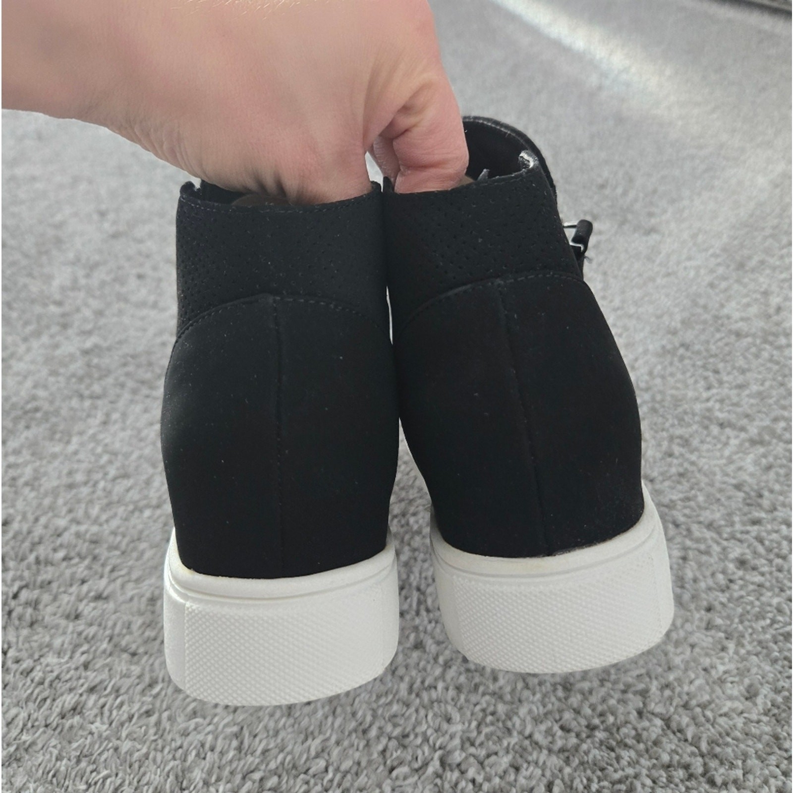 JustFab Womens Black Casual Platform Wedge Sneaker Booties Kayden. Black. Size 8